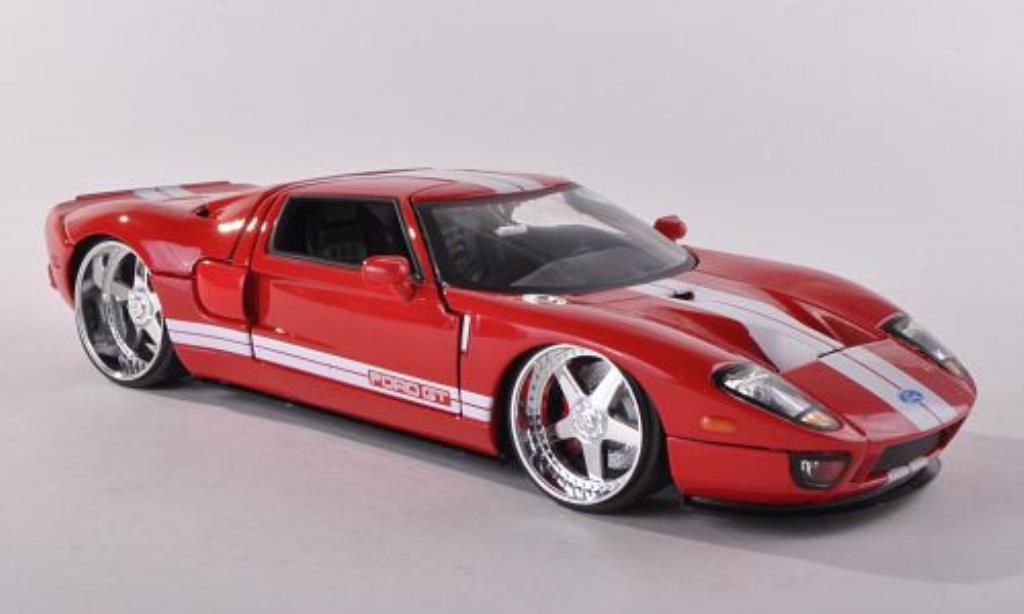 Ford GT 1/24 Jada Toys rood mit witen Streifen 2005 modelauto