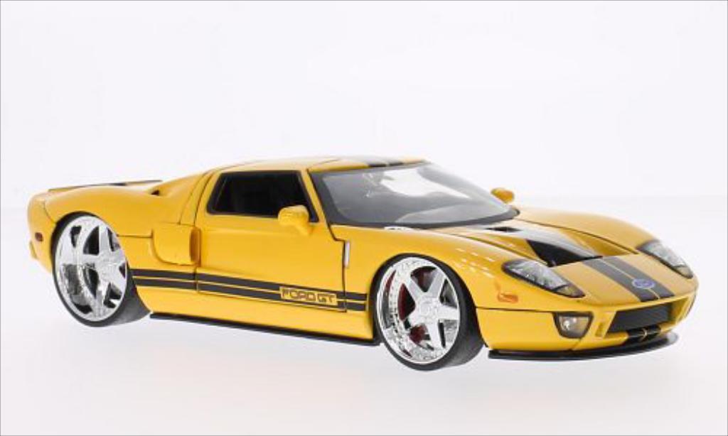 Ford GT 1/24 Jada Toys Tuning metallic geel/zwart 2005 modelauto