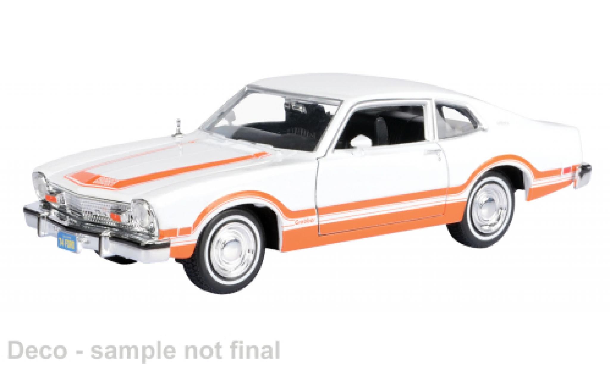 Ford Maverick 1/24 Motormax Grabber wit/oranje 1974 1:24 modelauto