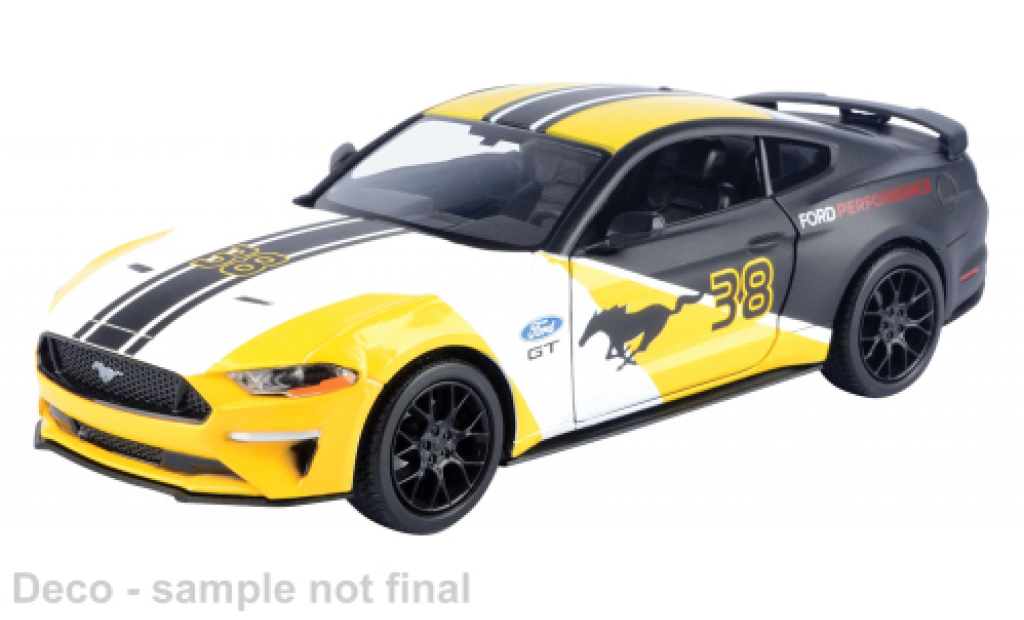 Ford Mustang 1/24 Motormax GT geel/zwart 1:24 modelauto