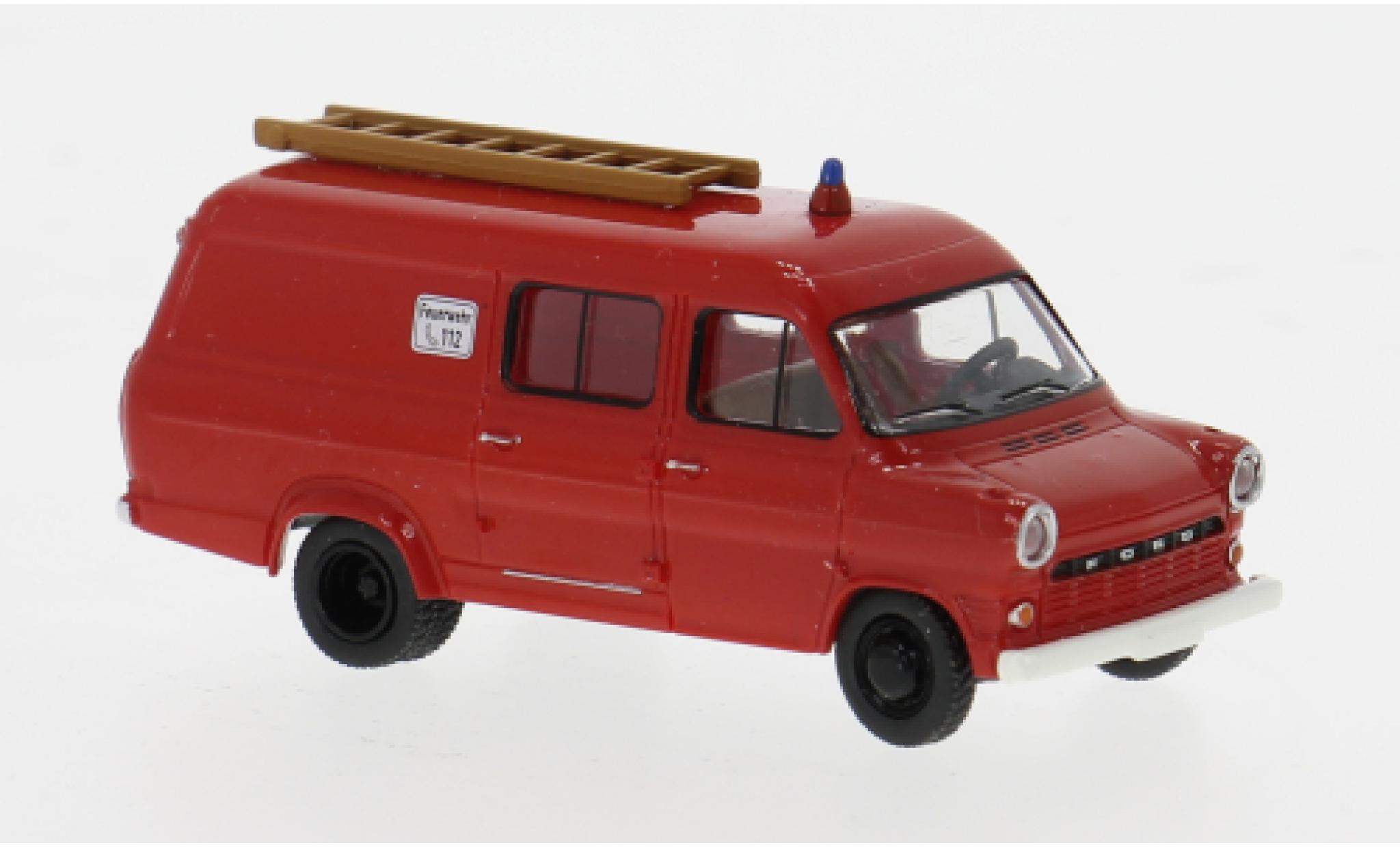 Ford Transit 1/87 Brekina rood/wit 1970 Brandweer 1:87 modelauto