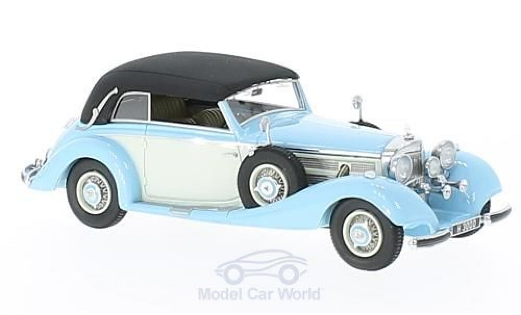 Mercedes 540 1/43 GLM K Cabriolet B blauw/wit RHD 1937 geschlossen modelauto