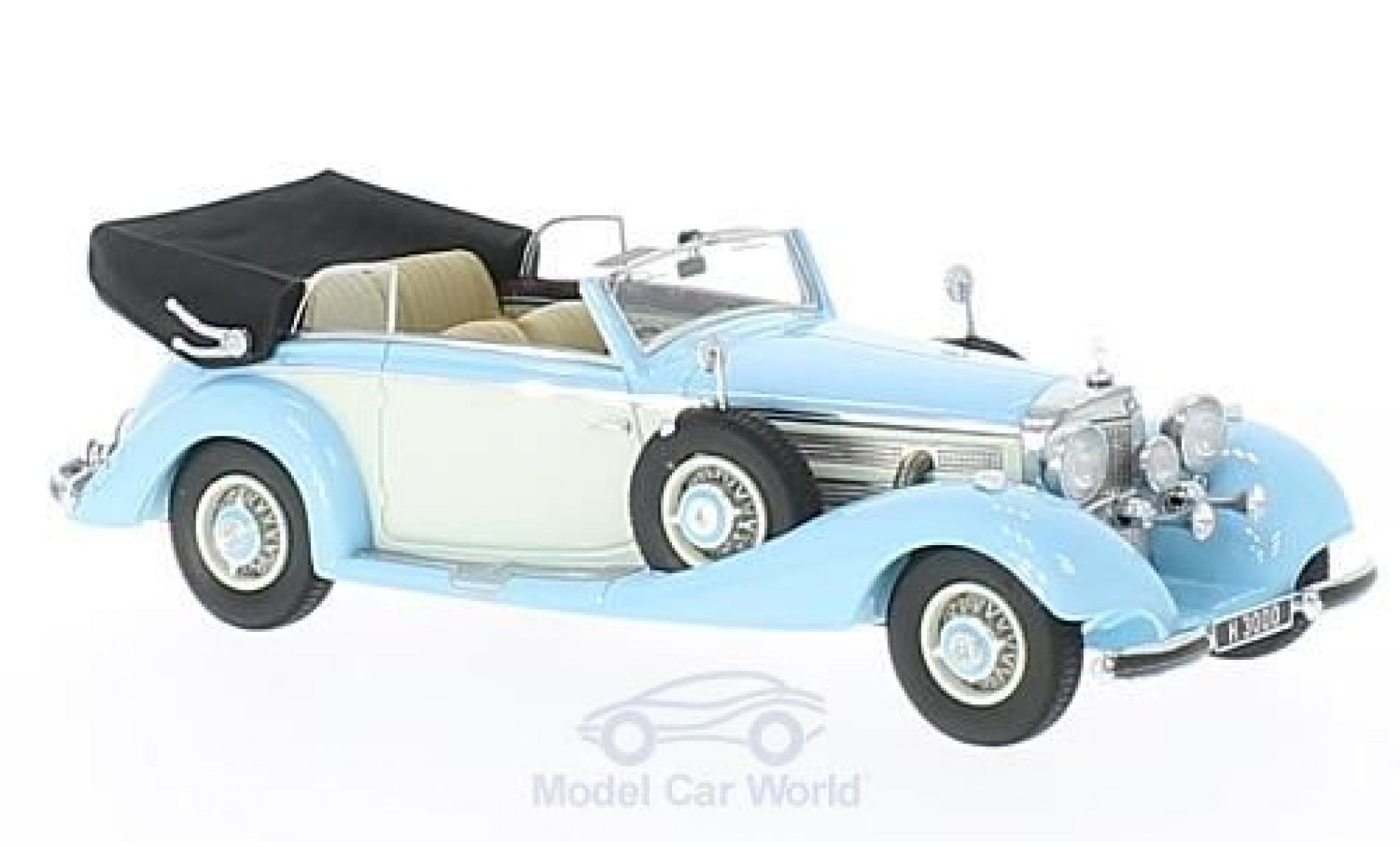 Mercedes 540 1/43 GLM K Cabriolet B blauw/wit RHD 1937 offen modelauto