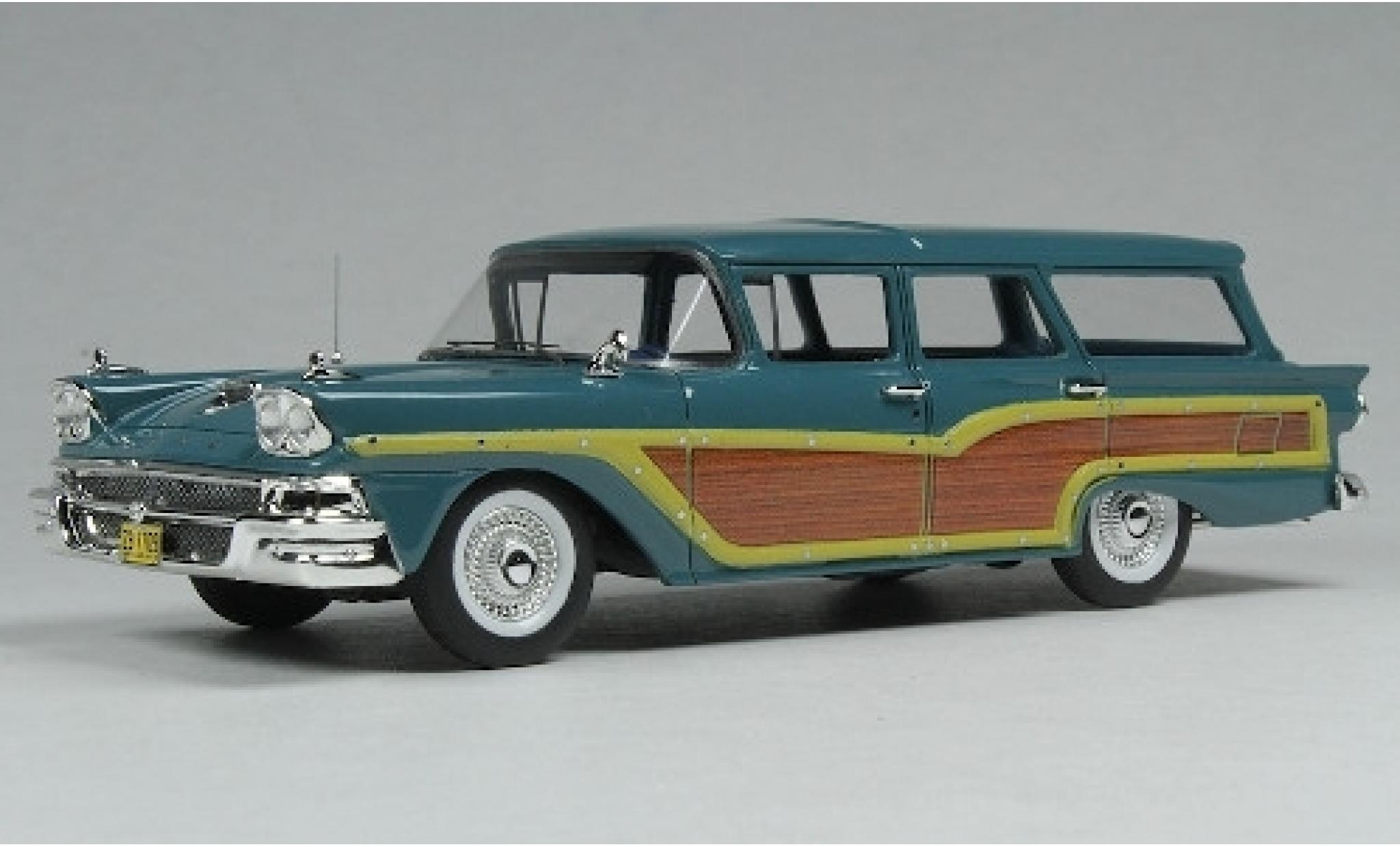 Ford Country Squire 1/43 Goldvarg Collections blauw/Holzoptik 1958 modelauto