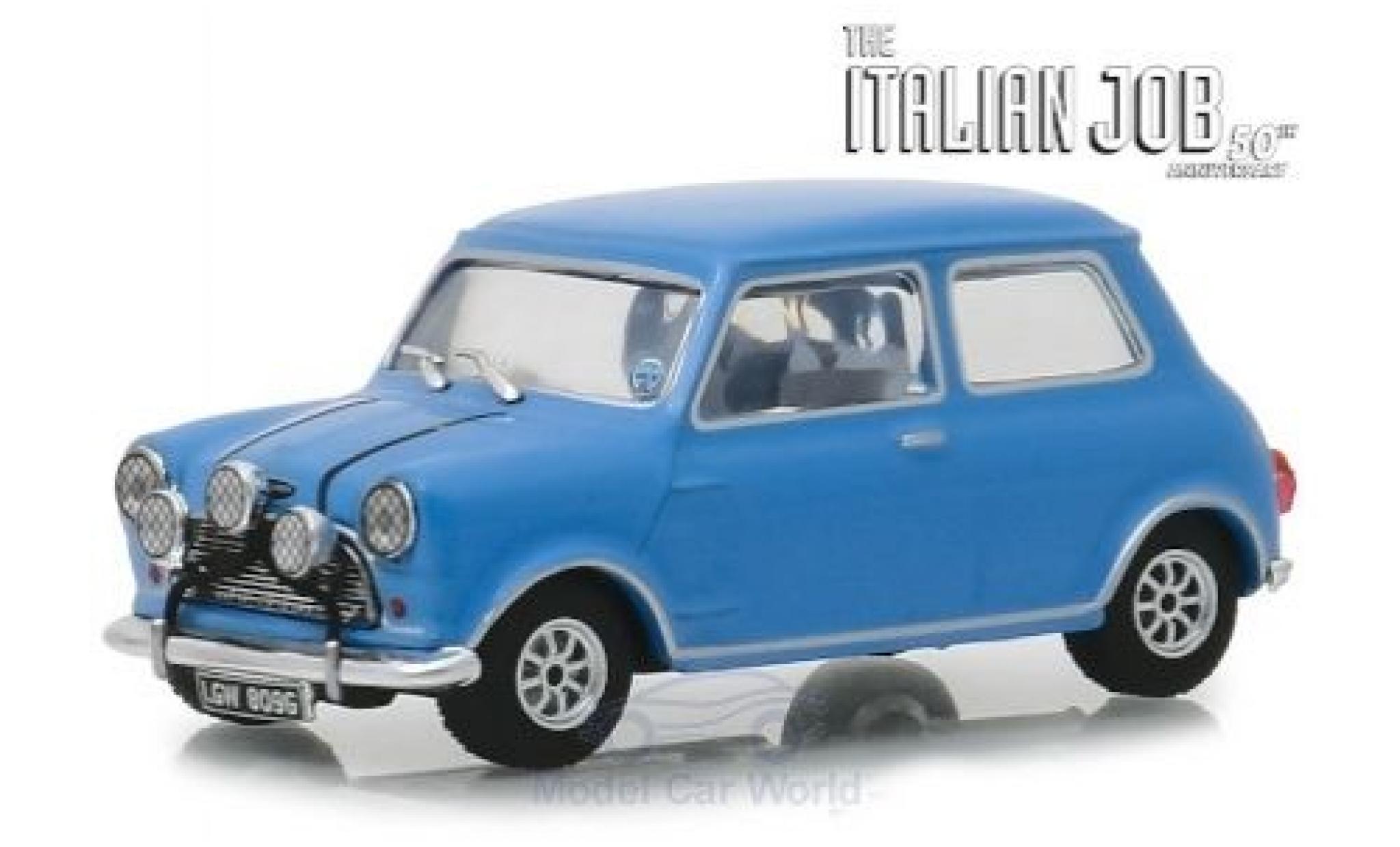 Austin Mini 1/43 Greenlight Cooper S 1275 MkI blauw RHD The Italian Job 1967 modelauto