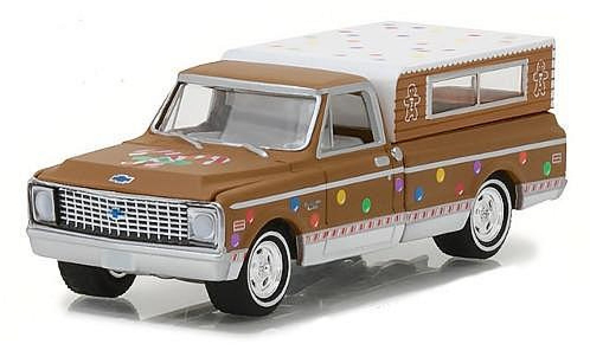 Chevrolet C-10 1/64 Greenlight bruin/Dekor 1972 avec Camper S modelauto