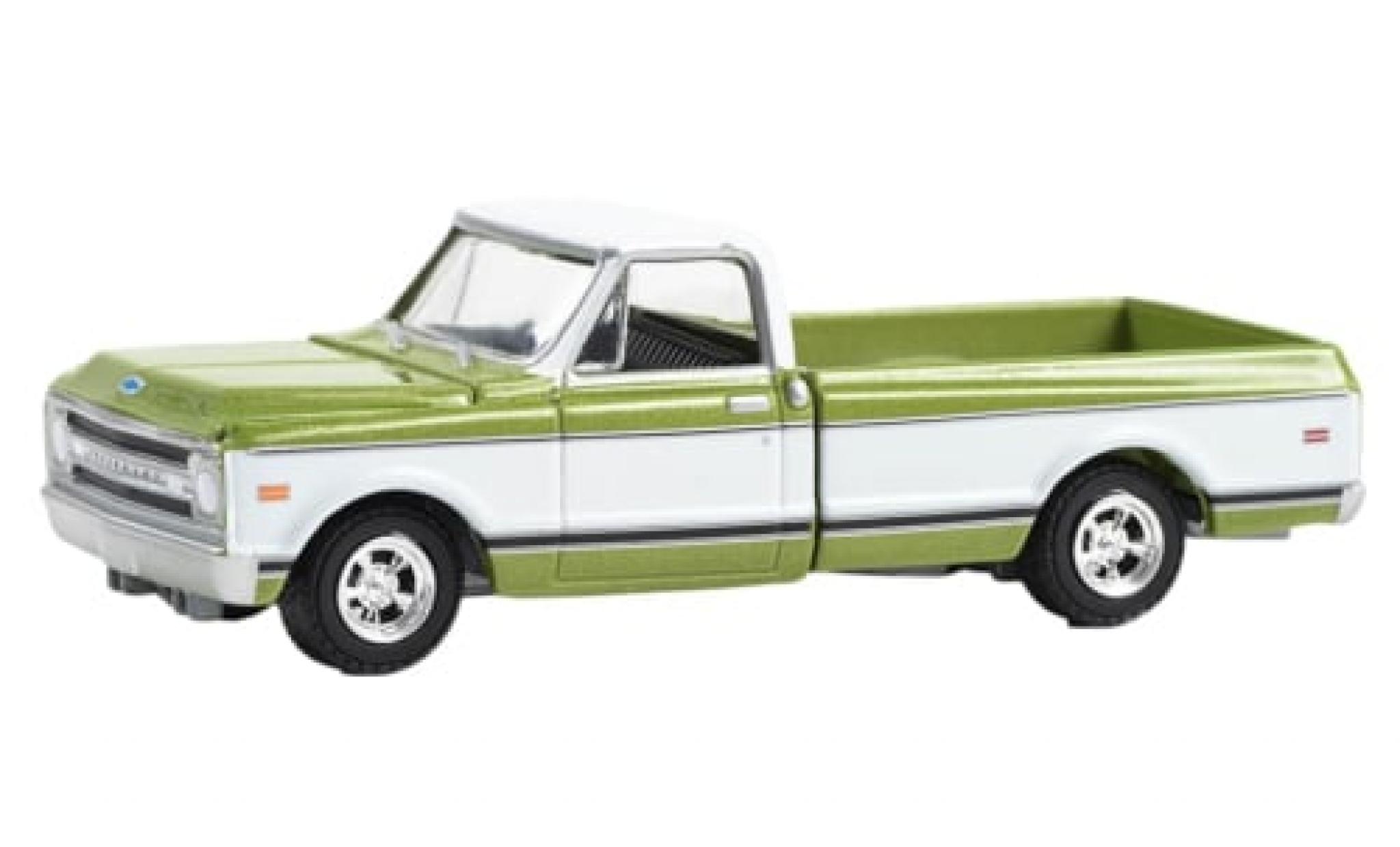 Chevrolet C-10 1/64 Greenlight Custom metallic groen/wit 1972 1:64 modelauto