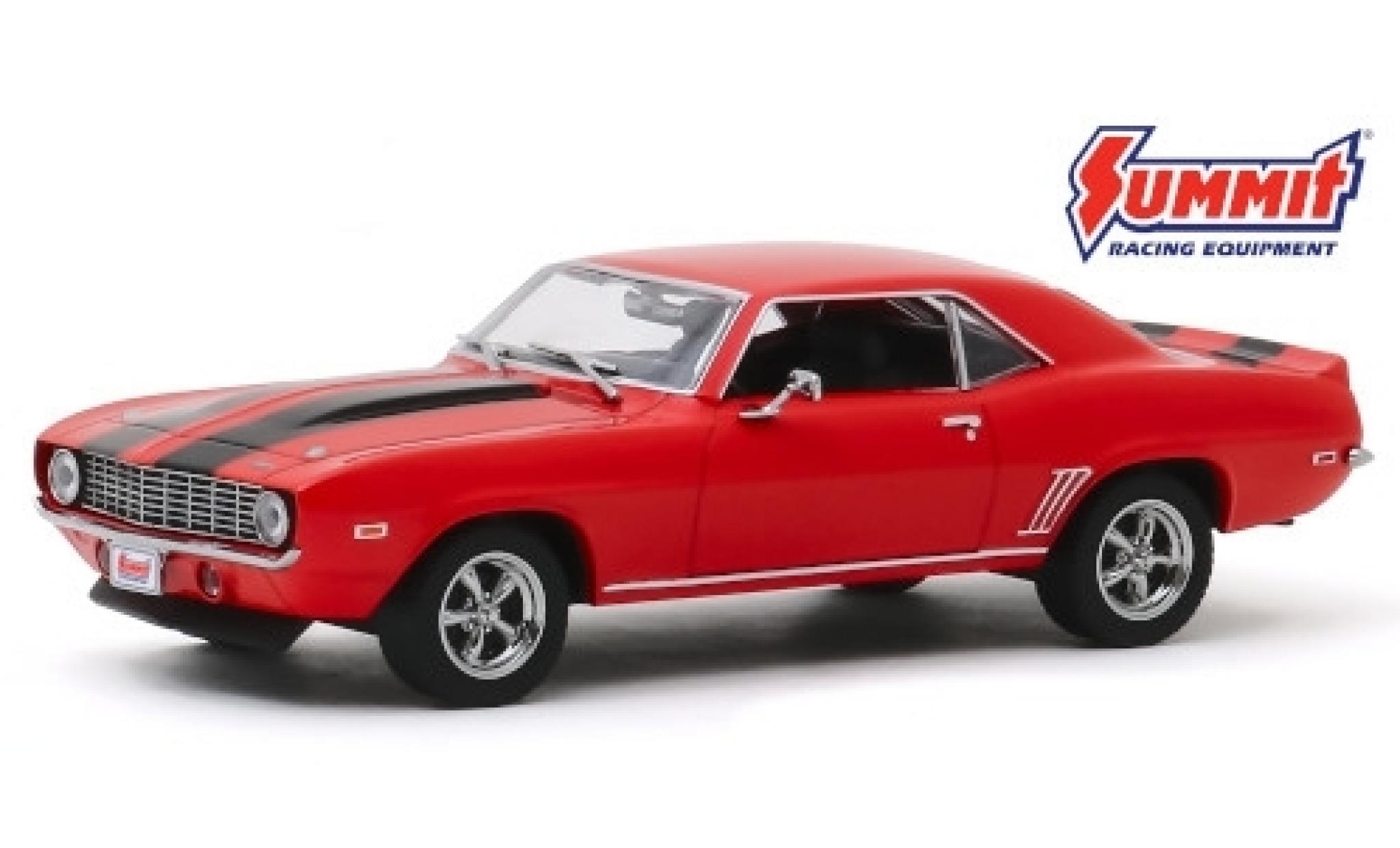 Chevrolet Camaro 1/64 Greenlight rood/zwart Summit Racing Equipment 1969 modelauto