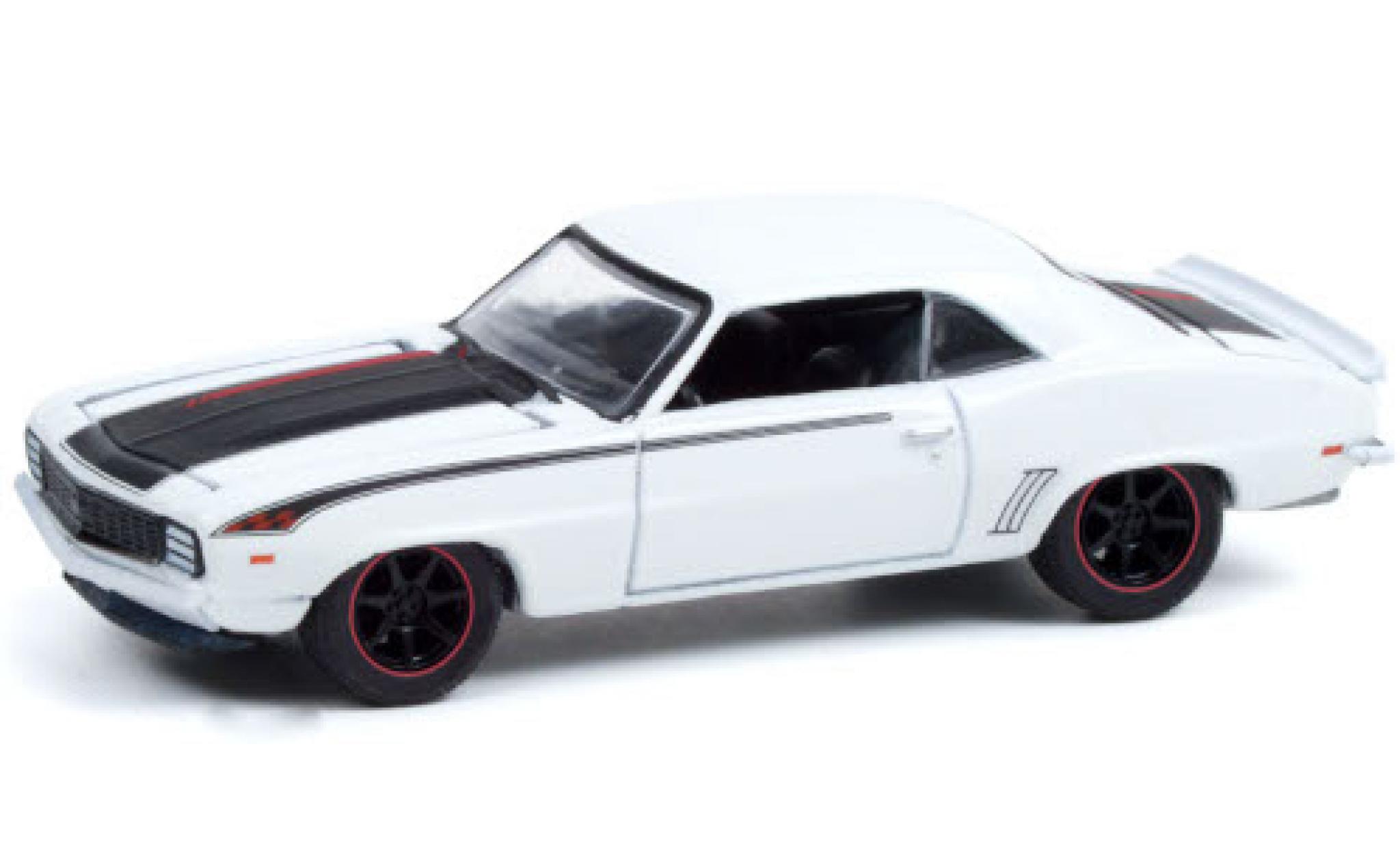 Chevrolet Camaro 1/64 Greenlight Tuning matt-wit/matt-zwart 1969 modelauto