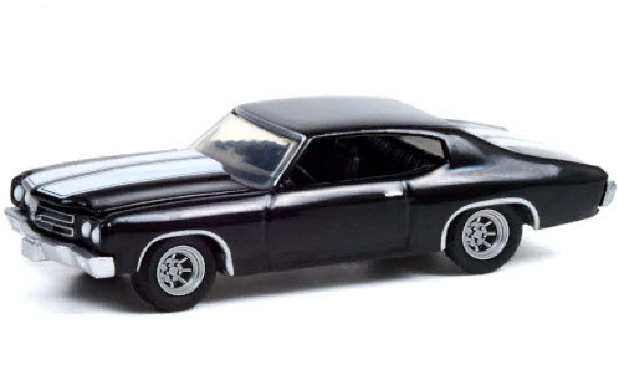 Chevrolet Chevelle 1/64 Greenlight Custom zwart/wit 1970 modelauto