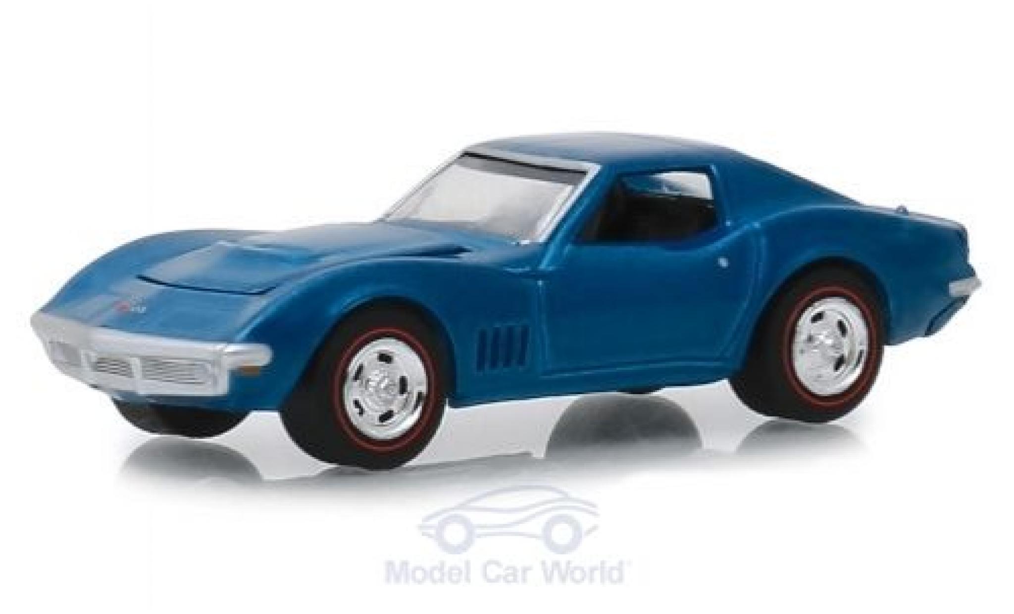 Chevrolet Corvette C3 1/64 Greenlight L 88 metallic blauw 1968 modelauto