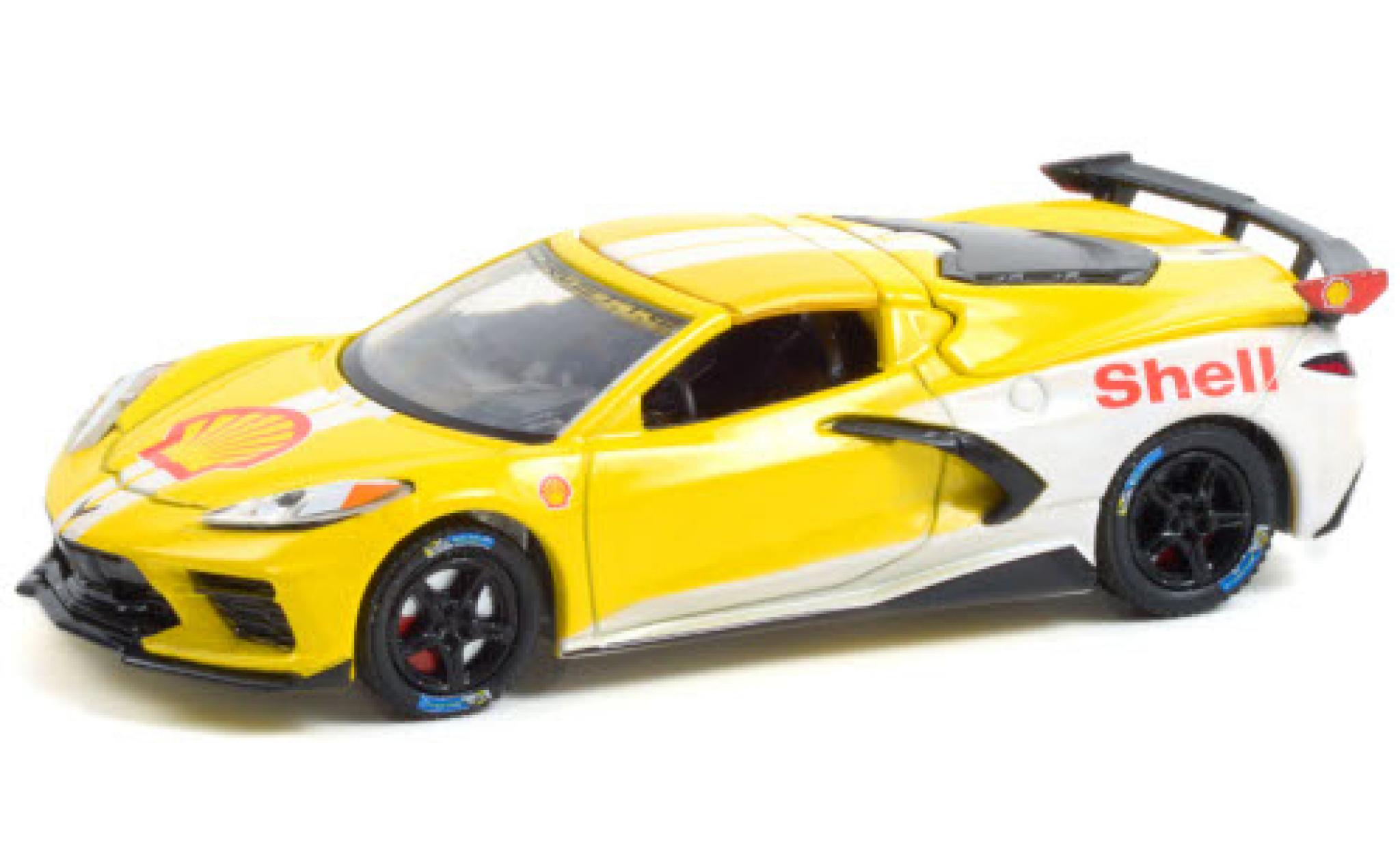 Chevrolet Corvette 1/64 Greenlight Stingray (C8) geel/wit S 2021 modelauto