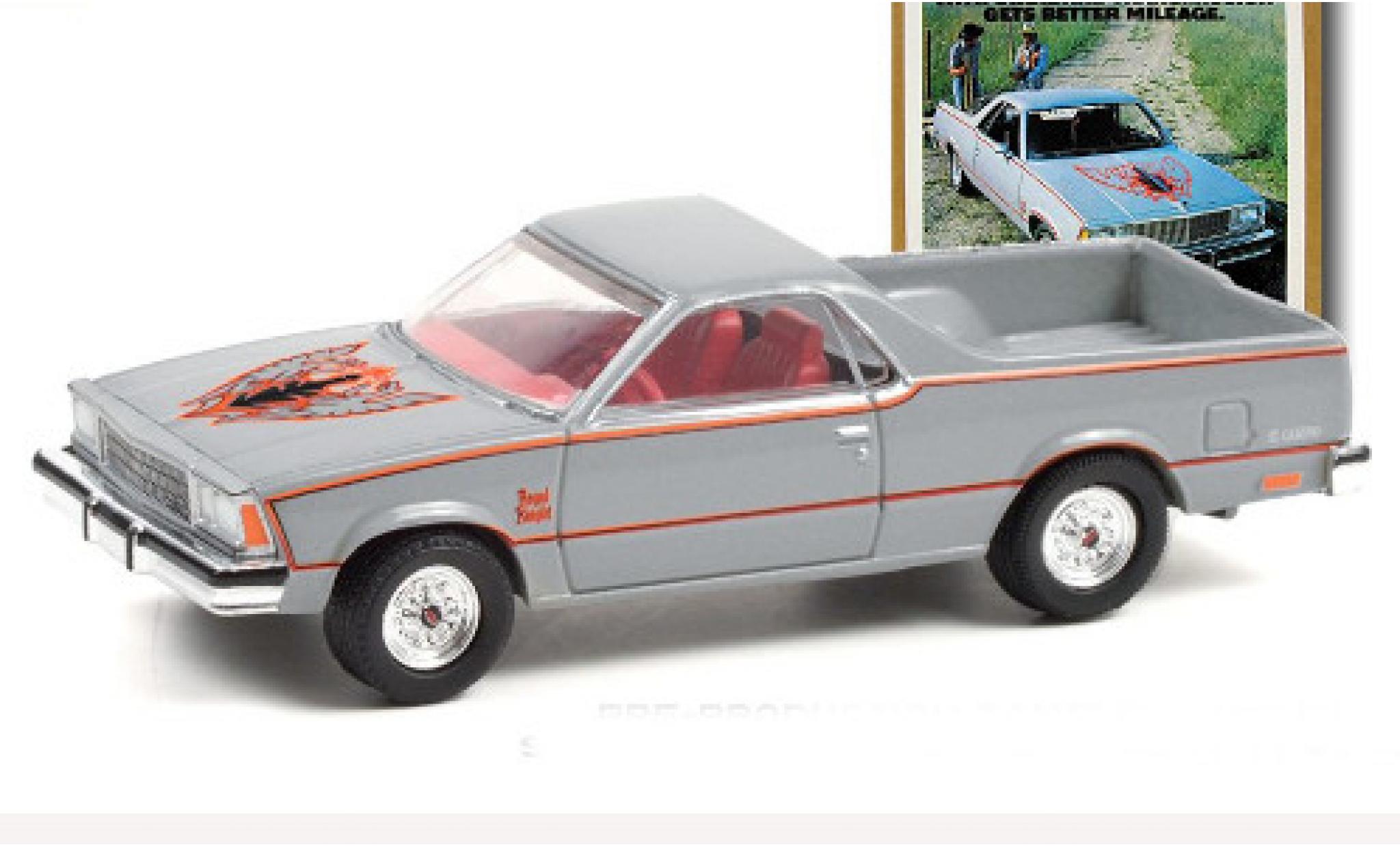Chevrolet El Camino 1/64 Greenlight grijs/Dekor 1980 modelauto