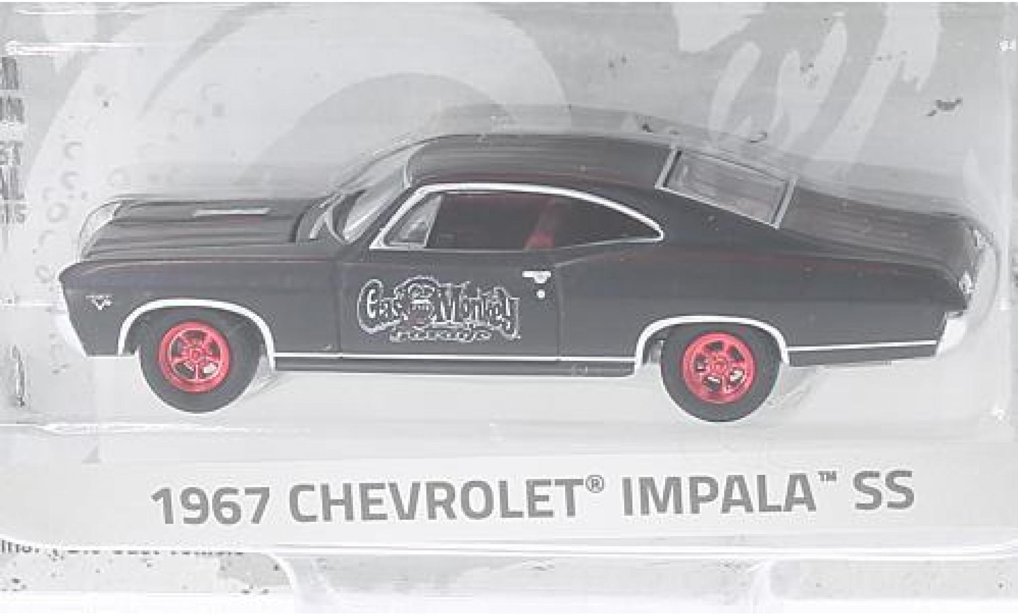Chevrolet Impala 1/64 Greenlight SS zwart/rood Gas Monkey Garage 1967 modelauto