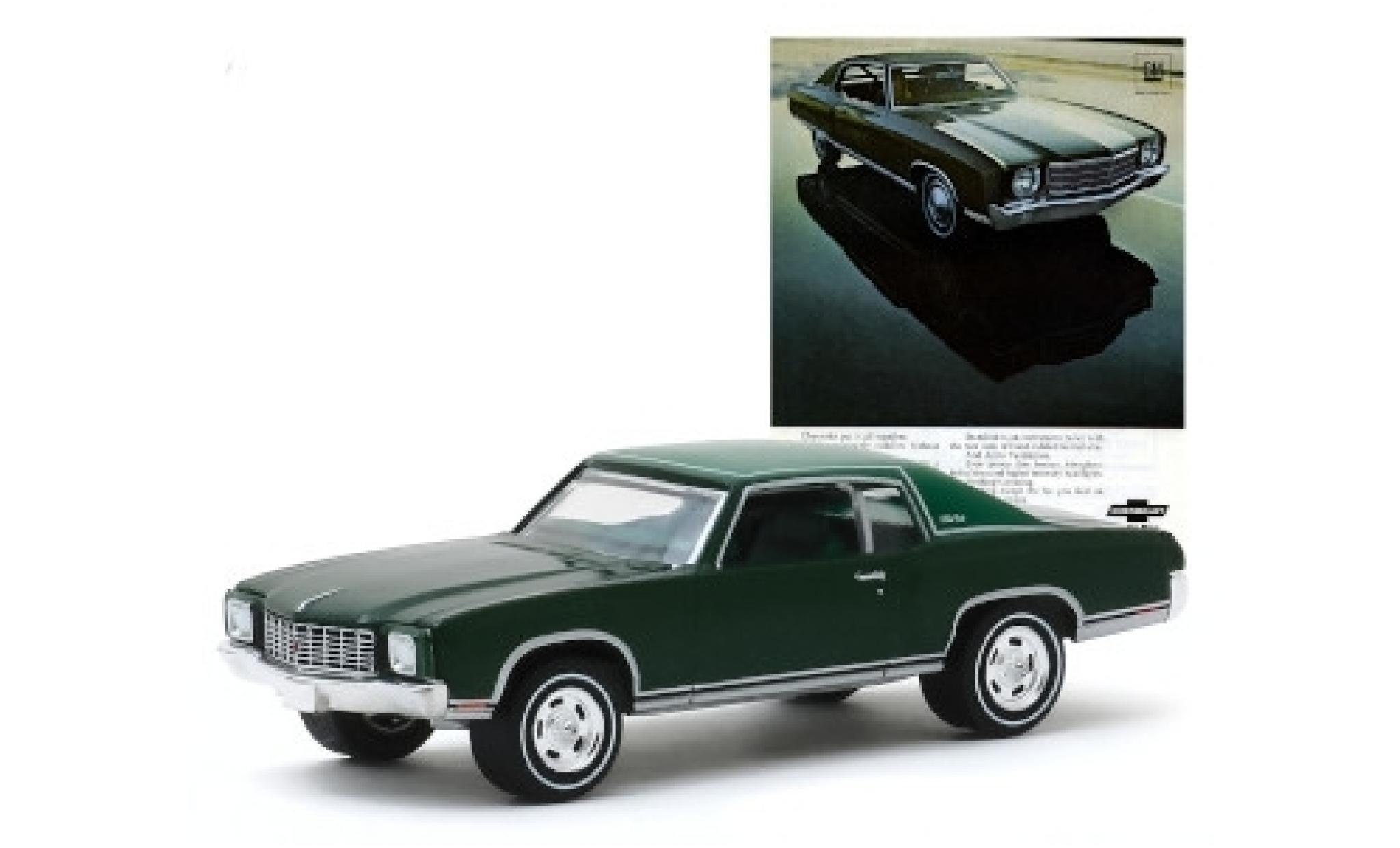 Chevrolet Monte Carlo 1/64 Greenlight metallic groen/matt-groen 1970 modelauto