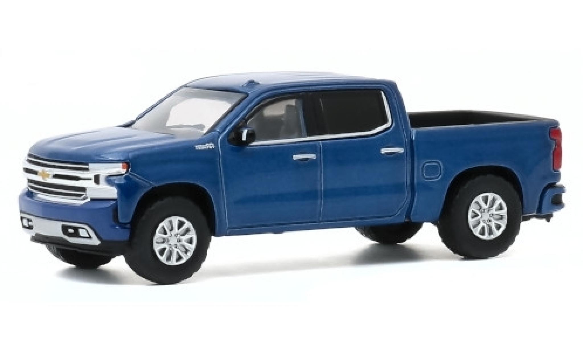 Chevrolet Silverado 1/64 Greenlight High Country metallic blauw 2020 modelauto