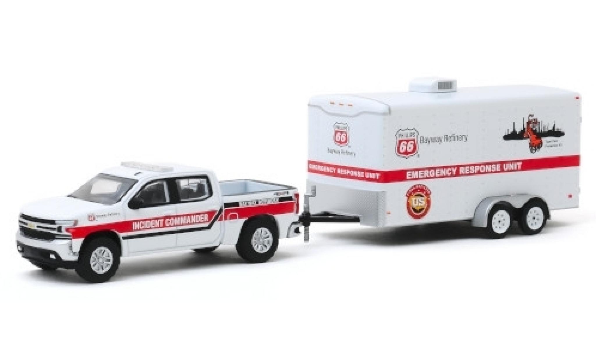 Chevrolet Silverado 1/64 Greenlight Phillips 66 Emergency Response Unit 2019 avec Zweiachsanh&auml;nger modelauto