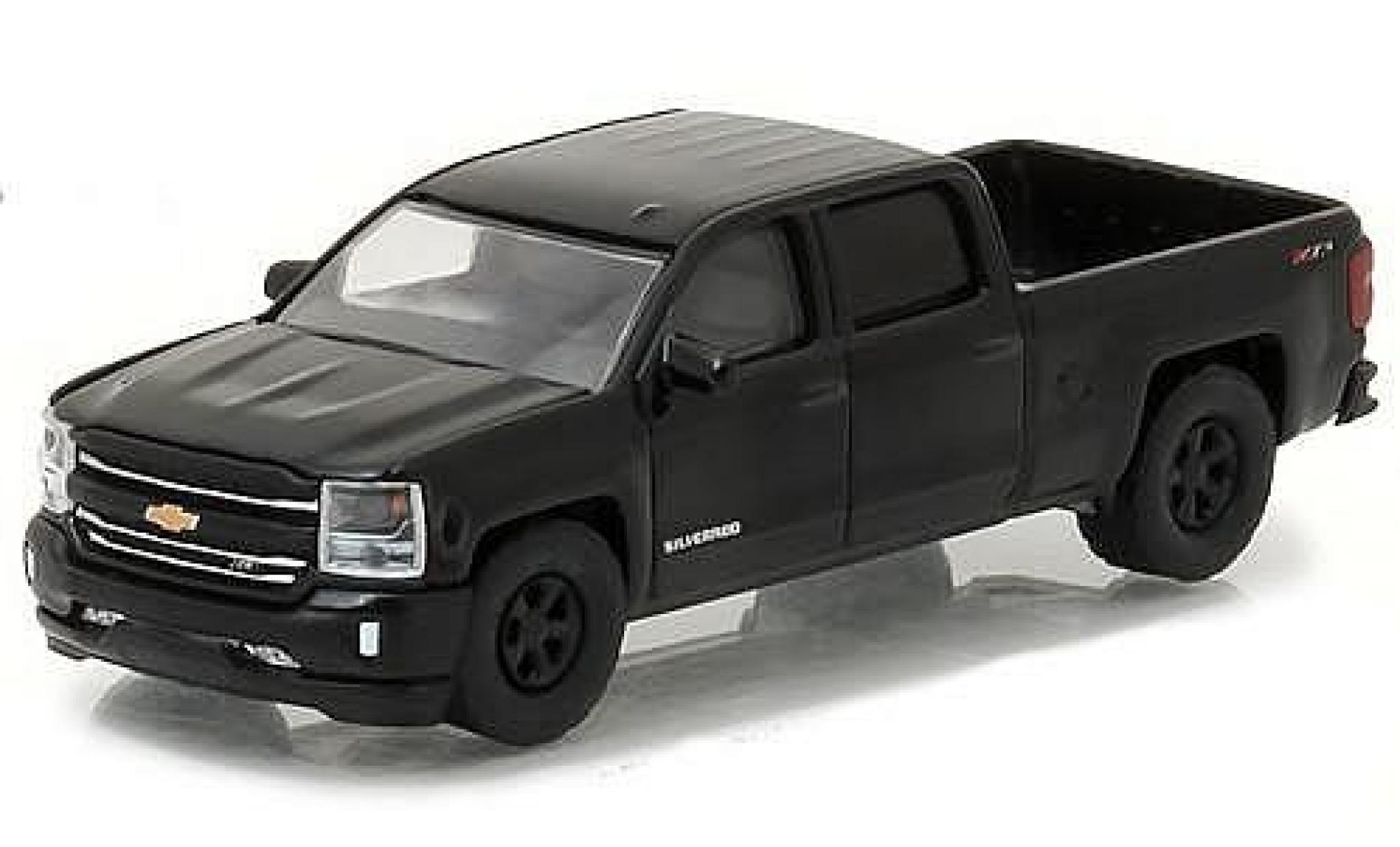 Chevrolet Silverado 1/64 Greenlight zwart 2016 modelauto
