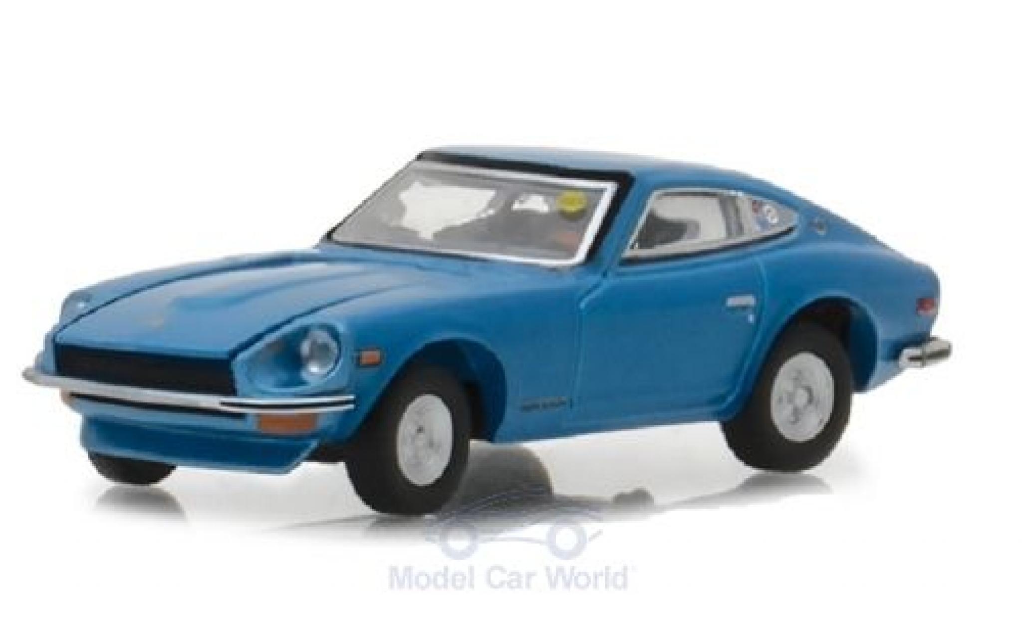 Datsun 240Z 1/64 Greenlight metallic blauw 1970 modelauto