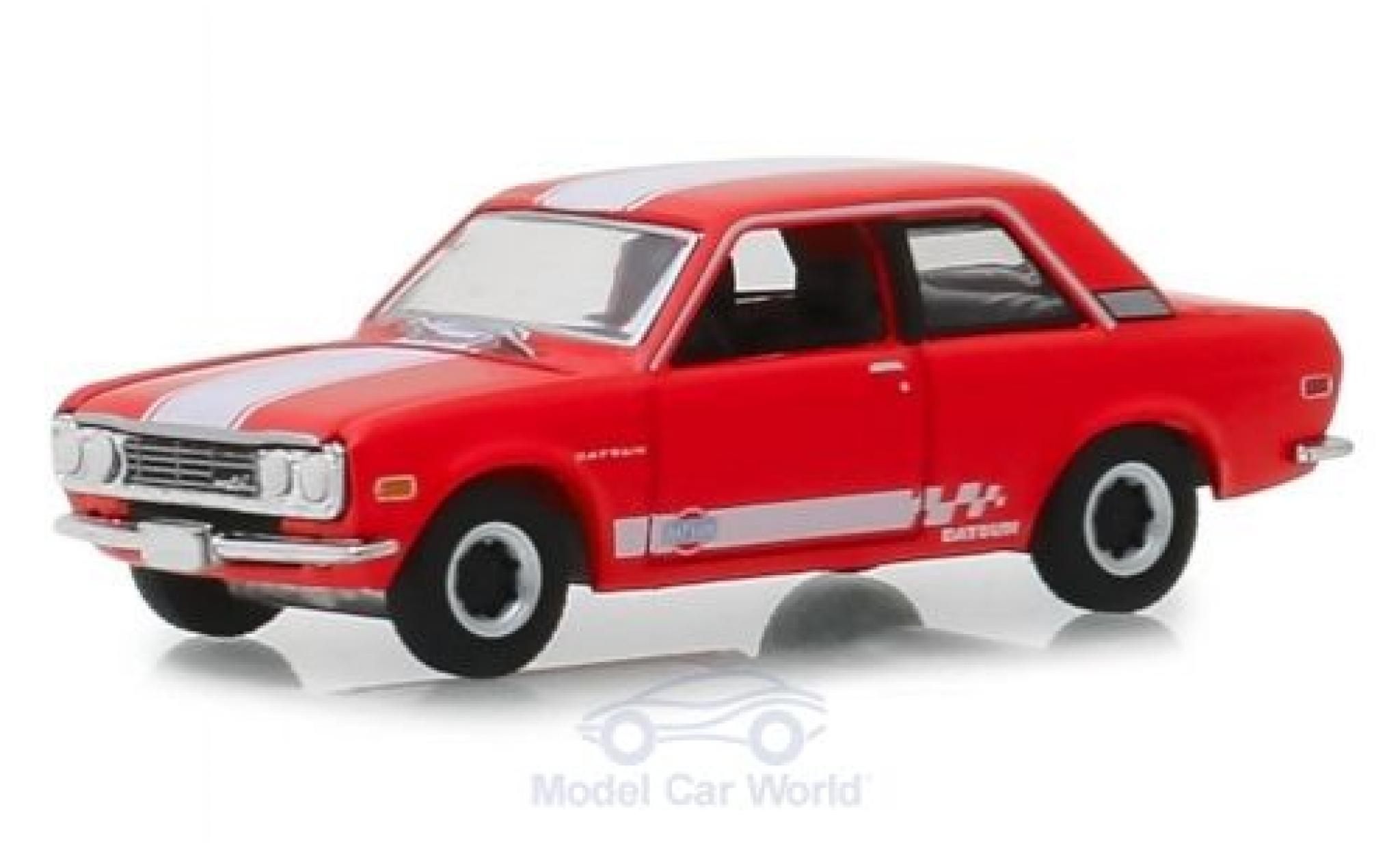 Datsun 510 1/64 Greenlight rood/wit 1970 modelauto