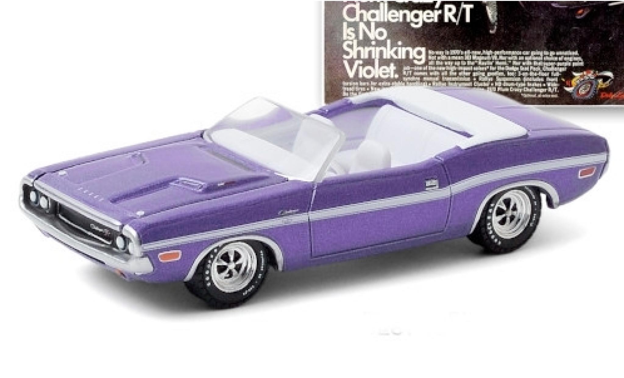 Dodge Challenger 1/64 Greenlight R/T HEMI Cabriolet metallic lila/wit 1970 modelauto
