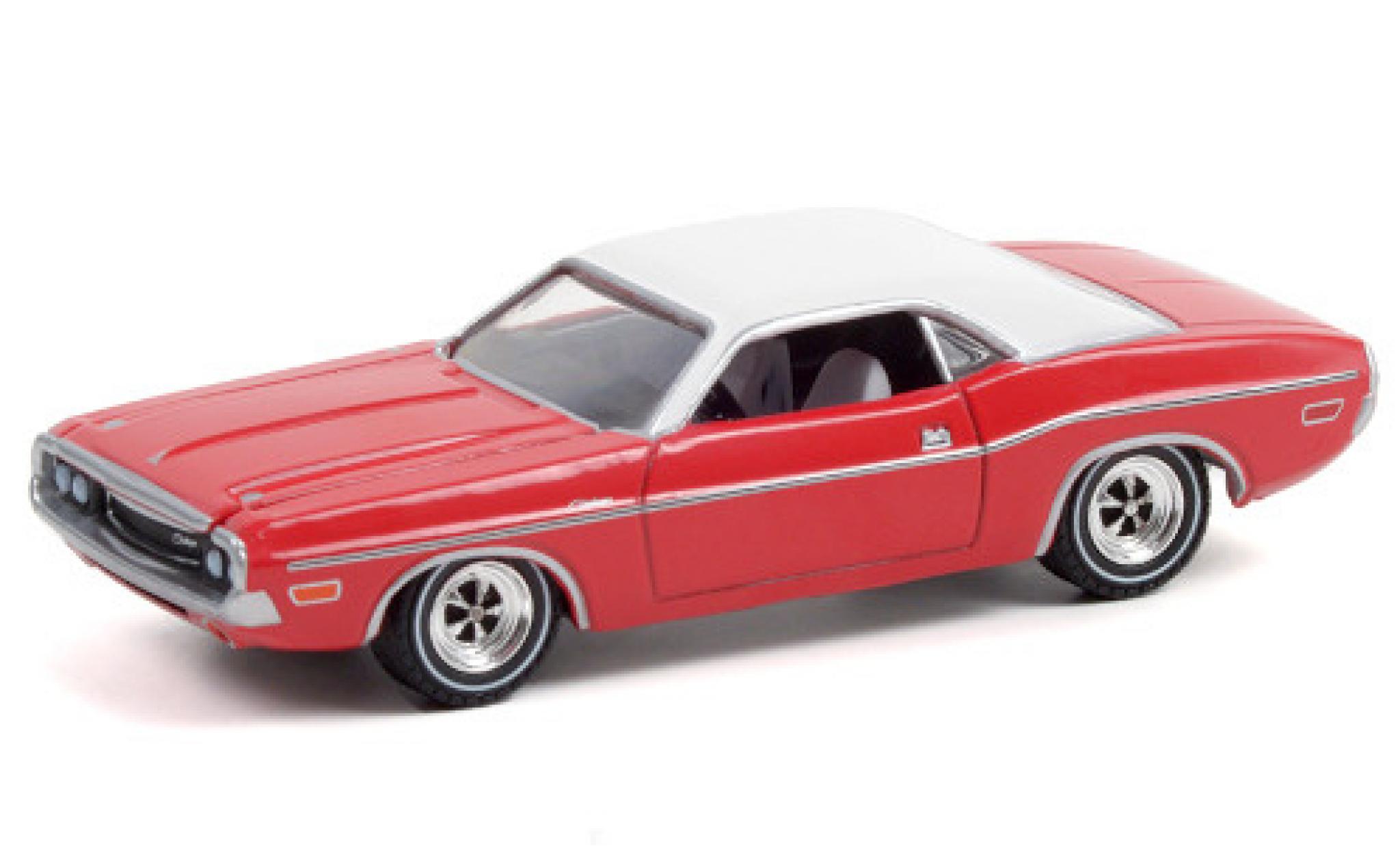 Dodge Challenger 1/64 Greenlight rood/wit 1970 modelauto