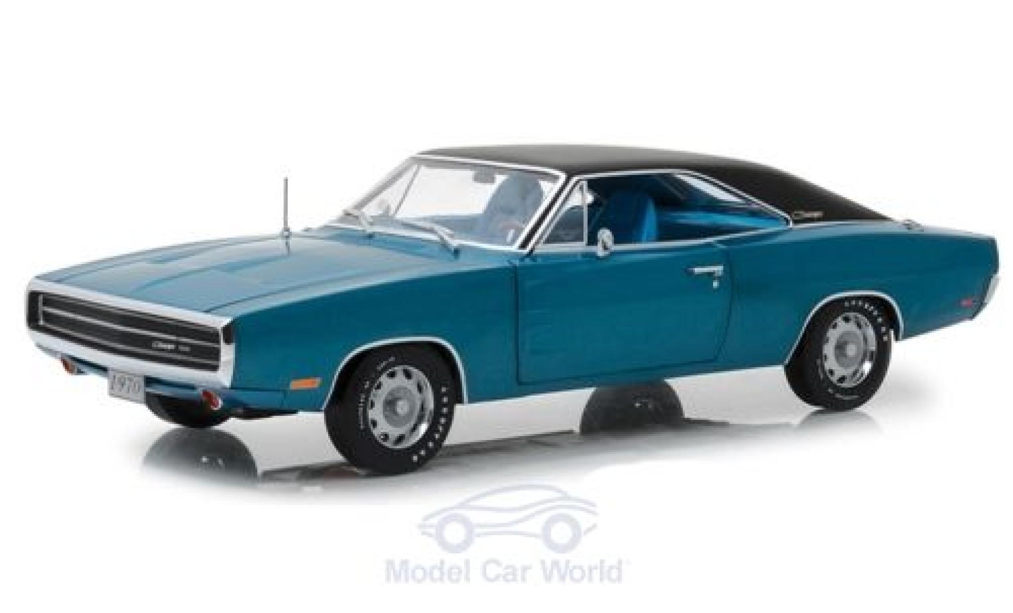 Dodge Charger 1970 1/18 Greenlight 500 metallic blauw/zwart 1970 modelauto