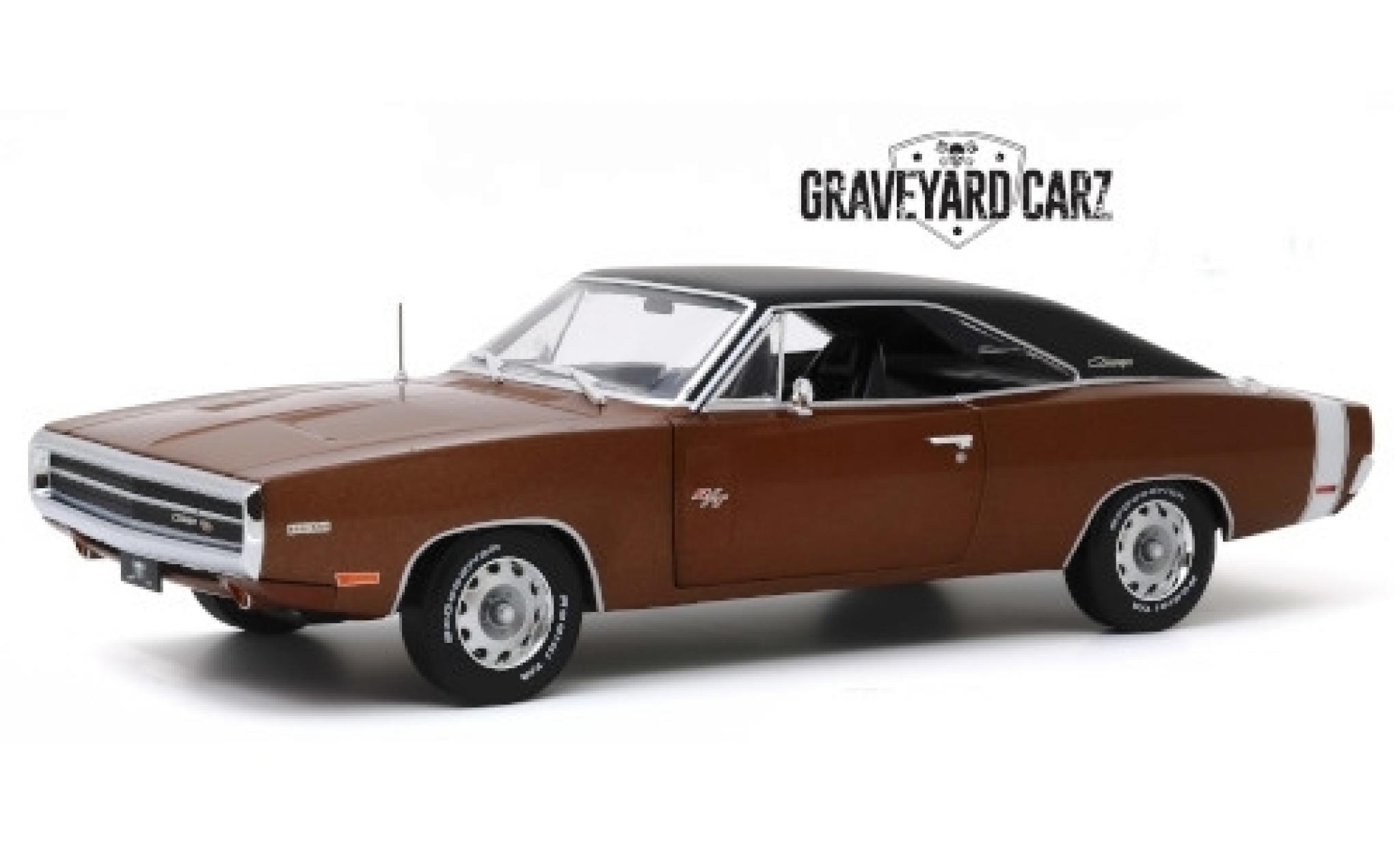 Dodge Charger 1/18 Greenlight R/T metallic bruin/matt-zwart Graveyard Carz 1970 modelauto