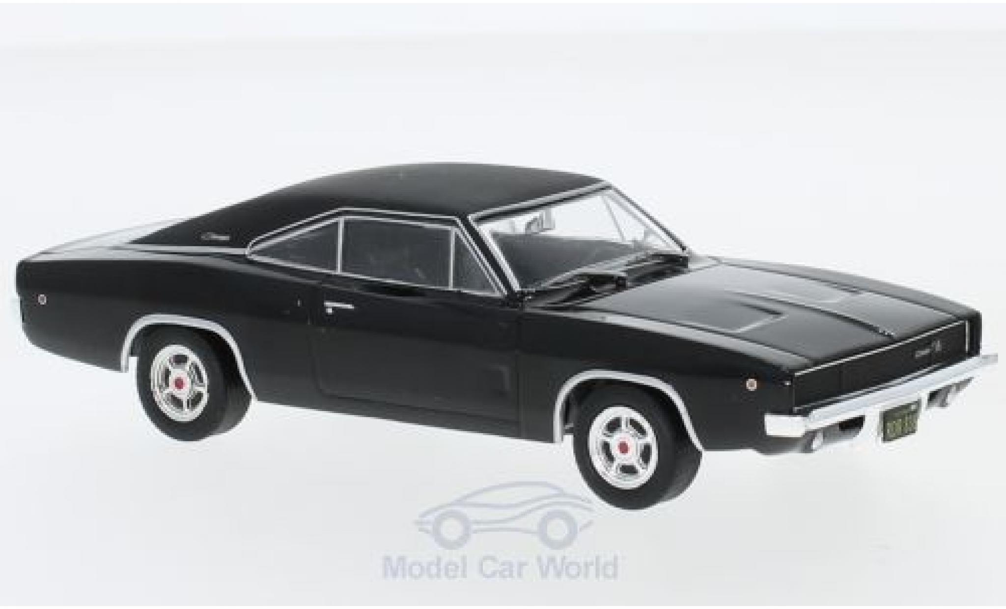 Dodge Charger 1968 1/43 Greenlight R/T zwart/matt-zwart Bullitt 1968 modelauto