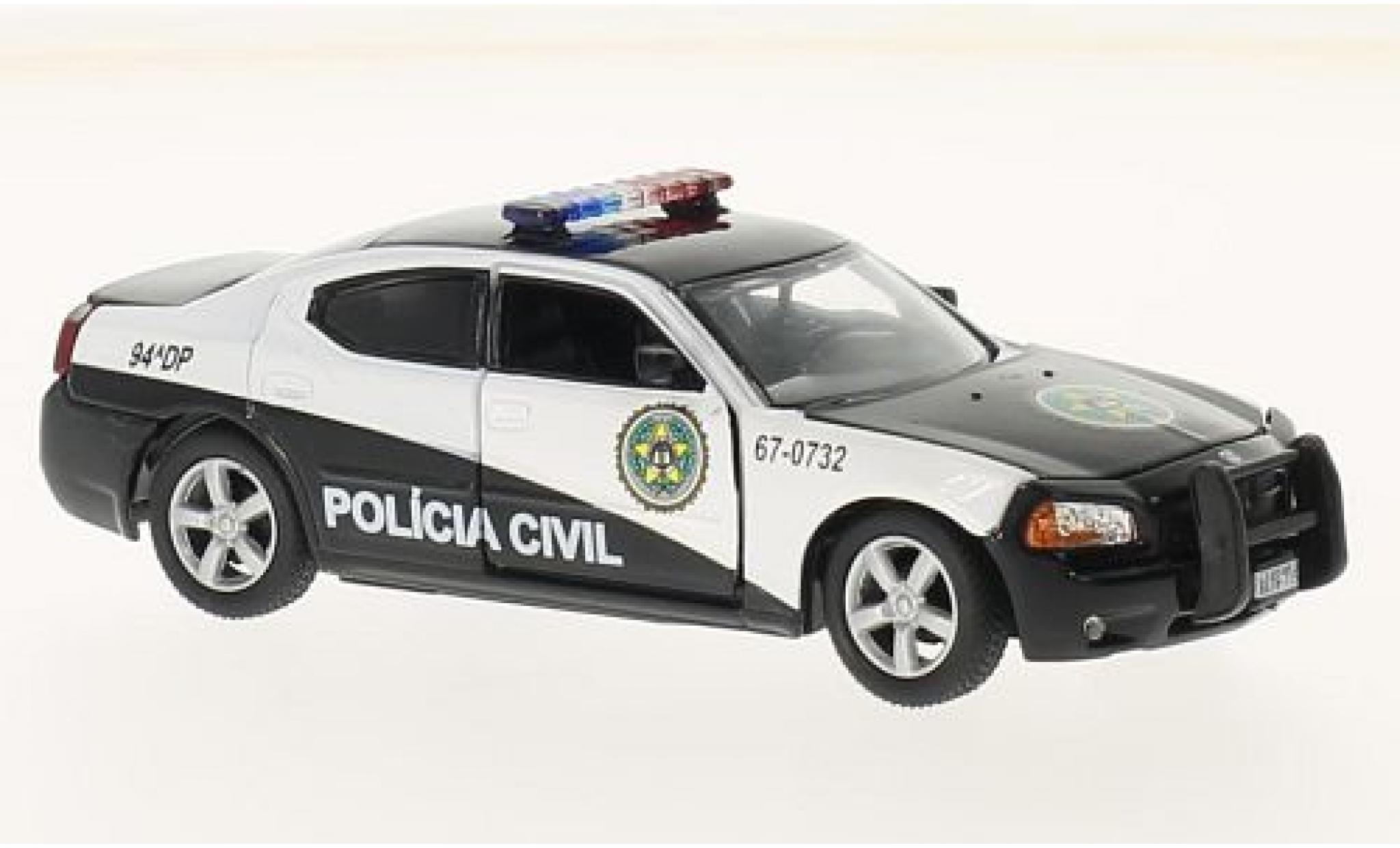 Dodge Charger 1/43 Greenlight zwart/wit Fast Five 2011 Rio Politie Policia Civil modelauto