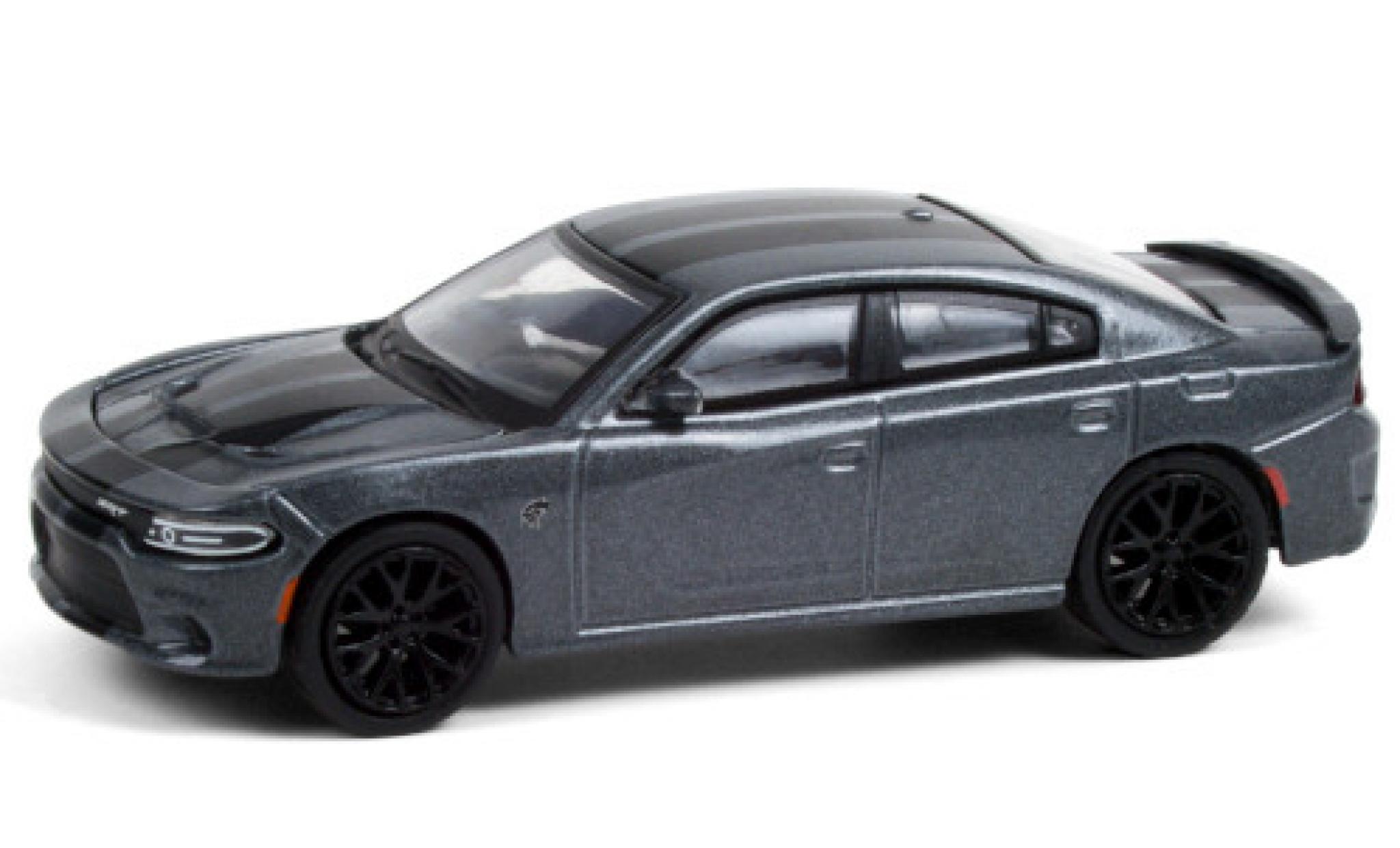 Dodge Charger 1/64 Greenlight SRT Hellcat metallic grijs/matt-zwart 2018 modelauto