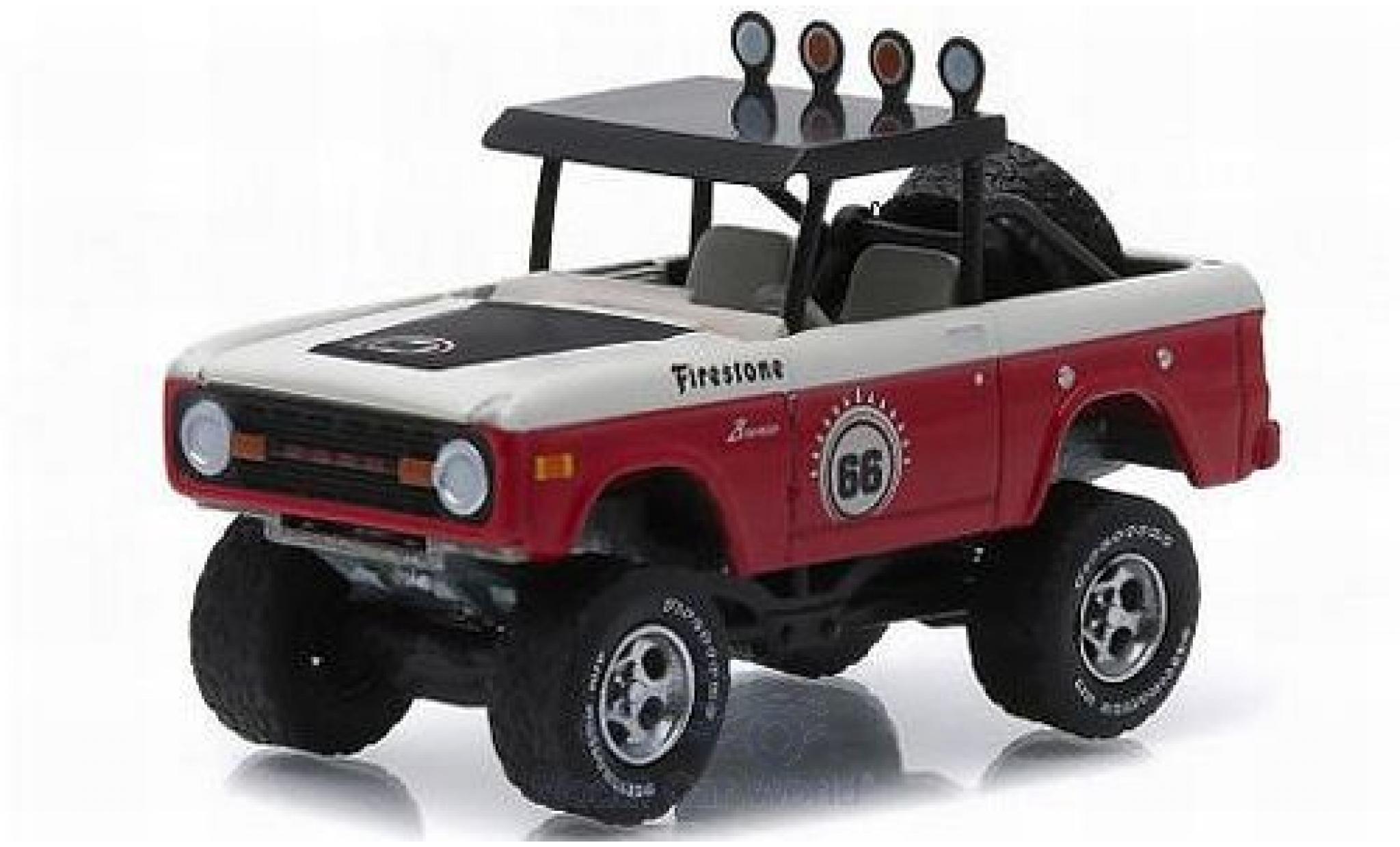 Ford Bronco 1/64 Greenlight Baja rood/wit No.66 1966 All-Terrain Series 2 modelauto