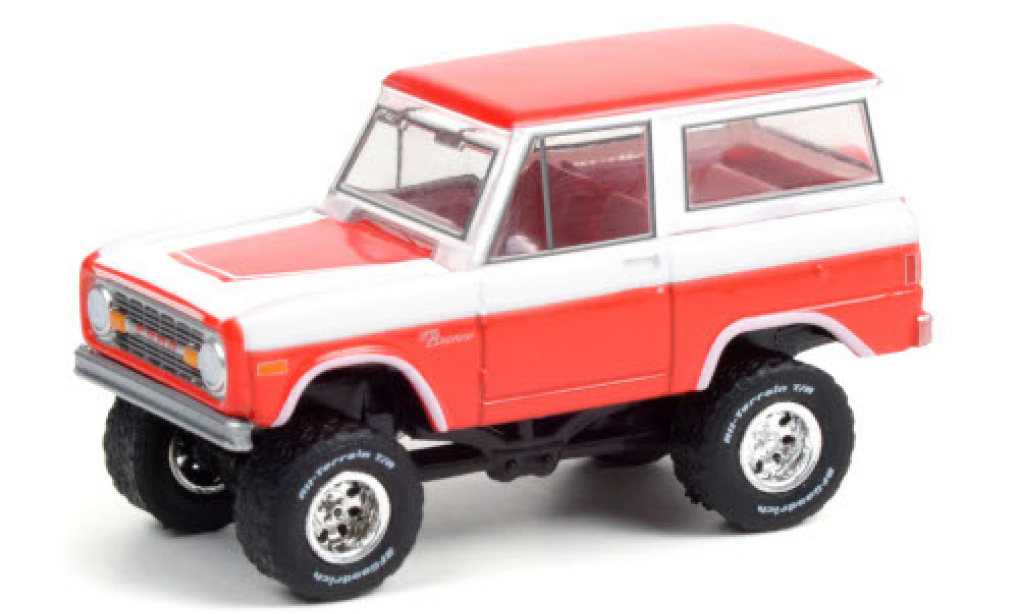 Ford Bronco 1/64 Greenlight Custom SUV rood/wit 2015 modelauto