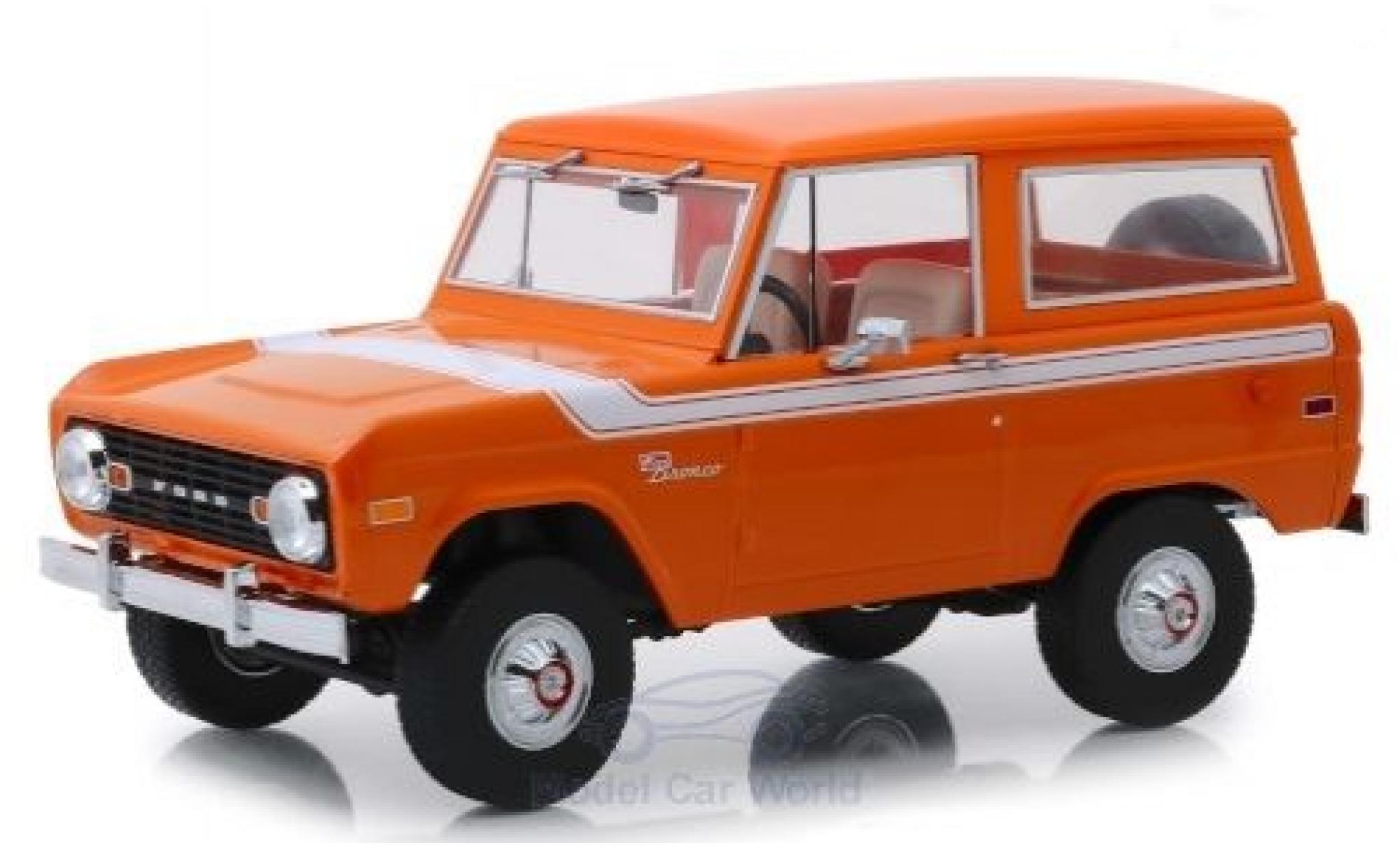 Ford Bronco 1/18 Greenlight Special Decor oranje/wit 1977 modelauto