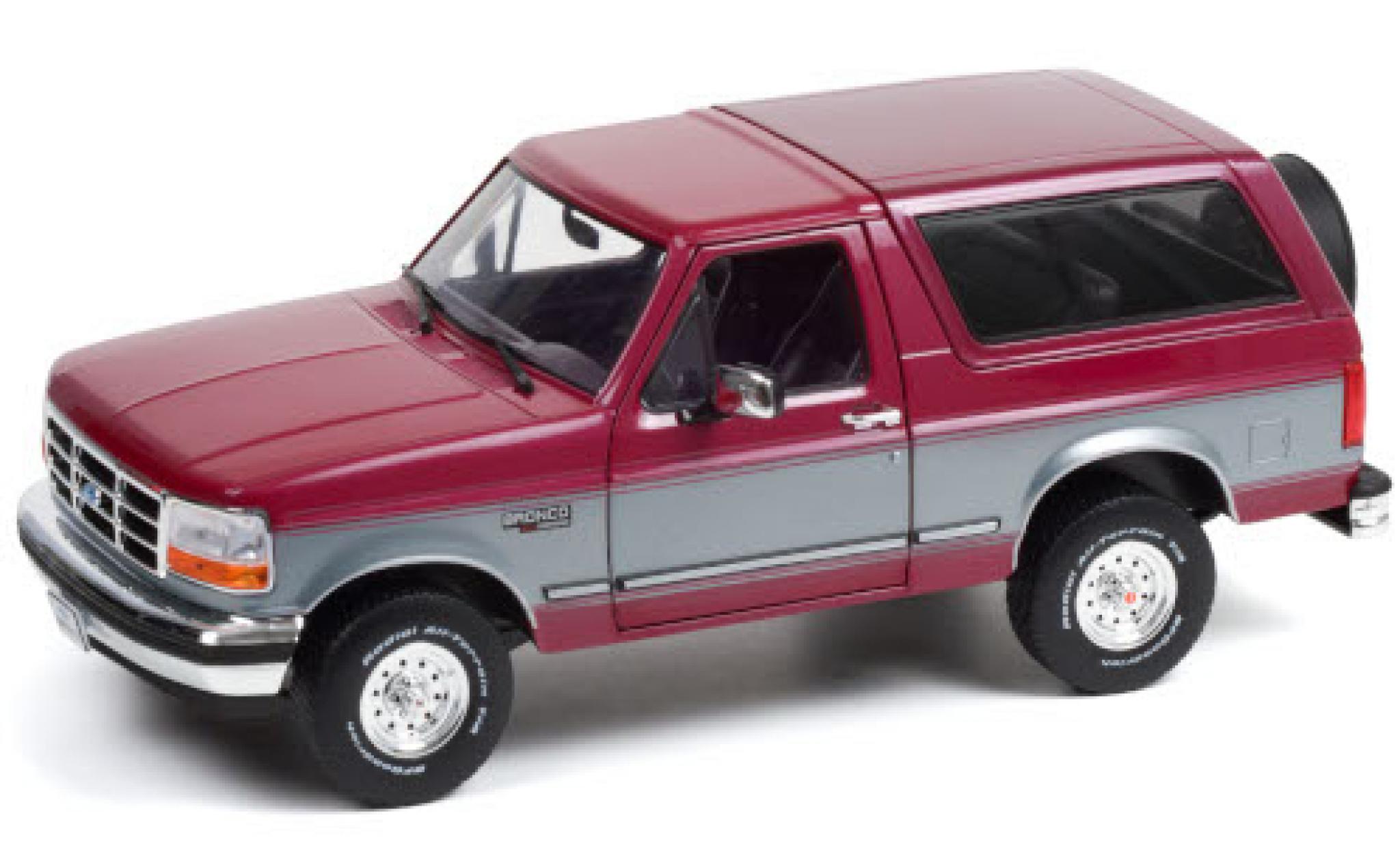 Ford Bronco 1/18 Greenlight XLT rood/grijs 1996 modelauto