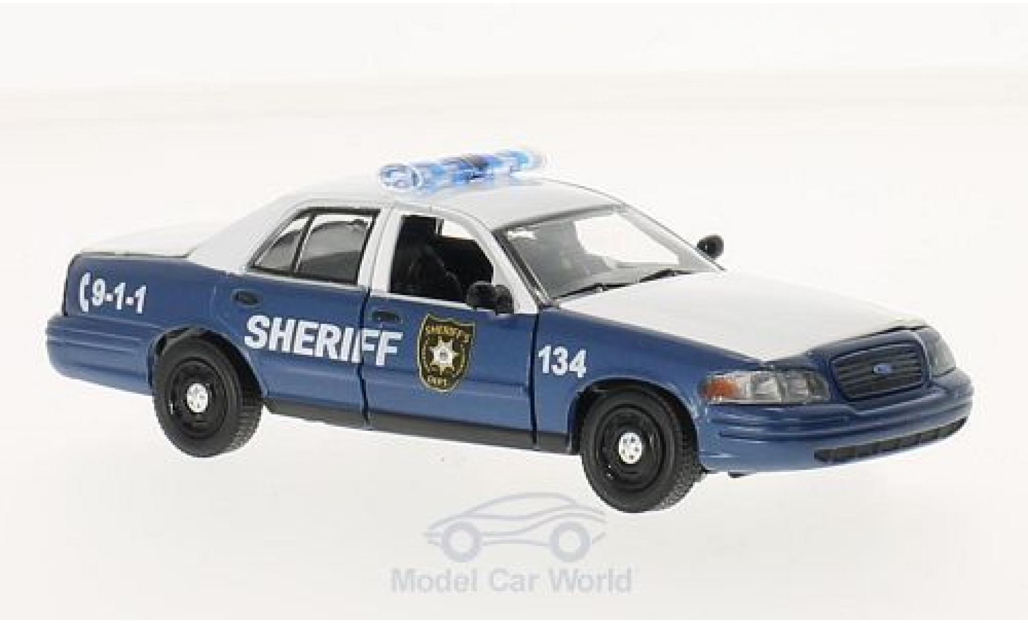 Ford Crown 1/43 Greenlight Victoria Politie Interceptor blauw/wit The Walking Dead 2010 2001 modelauto