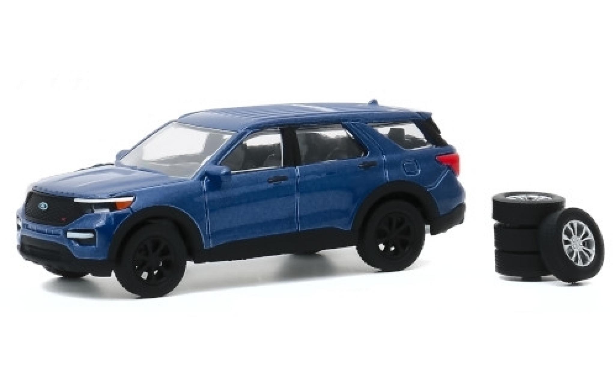 Ford Explorer 1/64 Greenlight ST metallic blauw 2020 avec Ersatzr&auml;dern modelauto