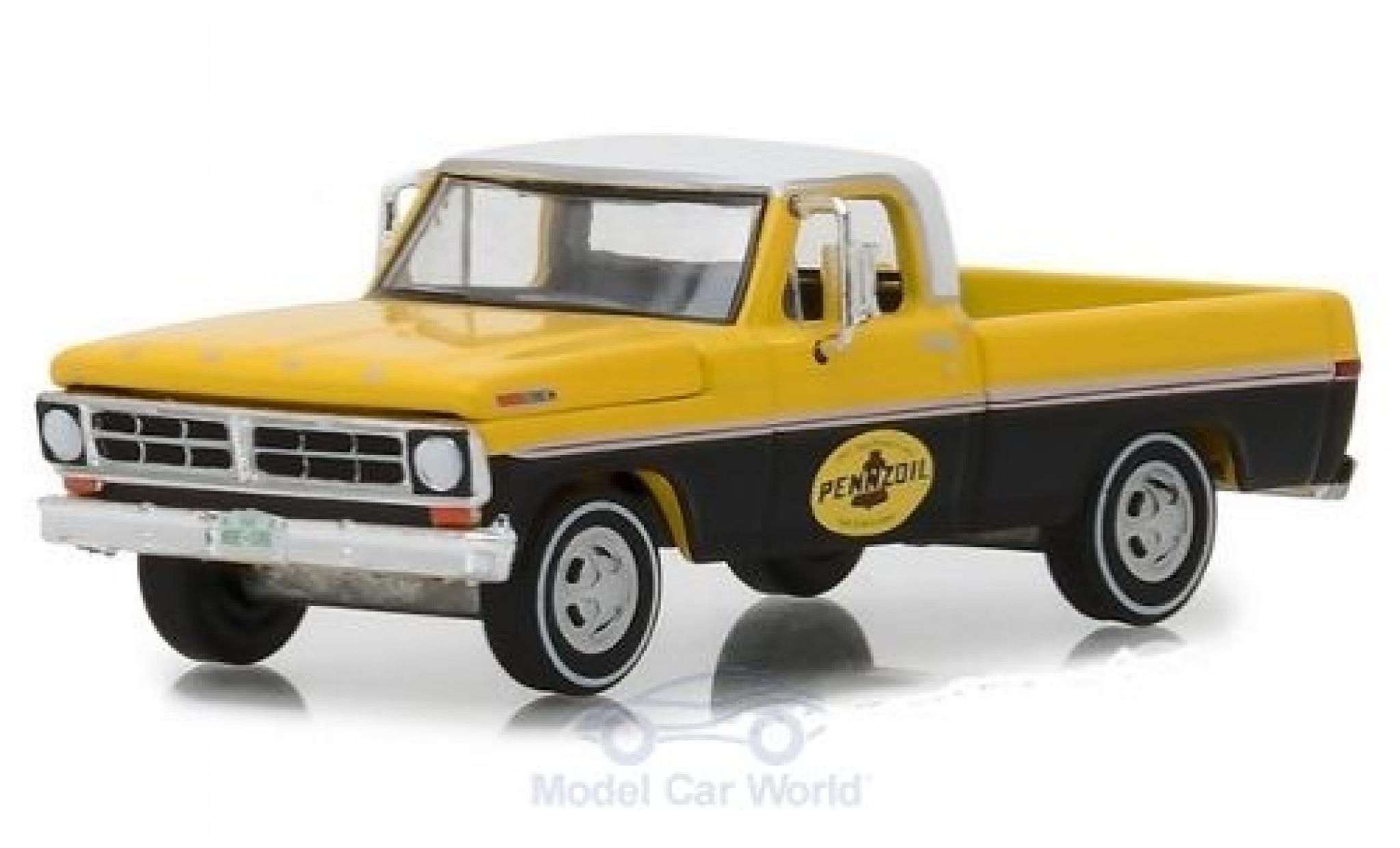 Ford F-1 1/64 Greenlight 00 geel/zwart Pennzoil 1972 modelauto