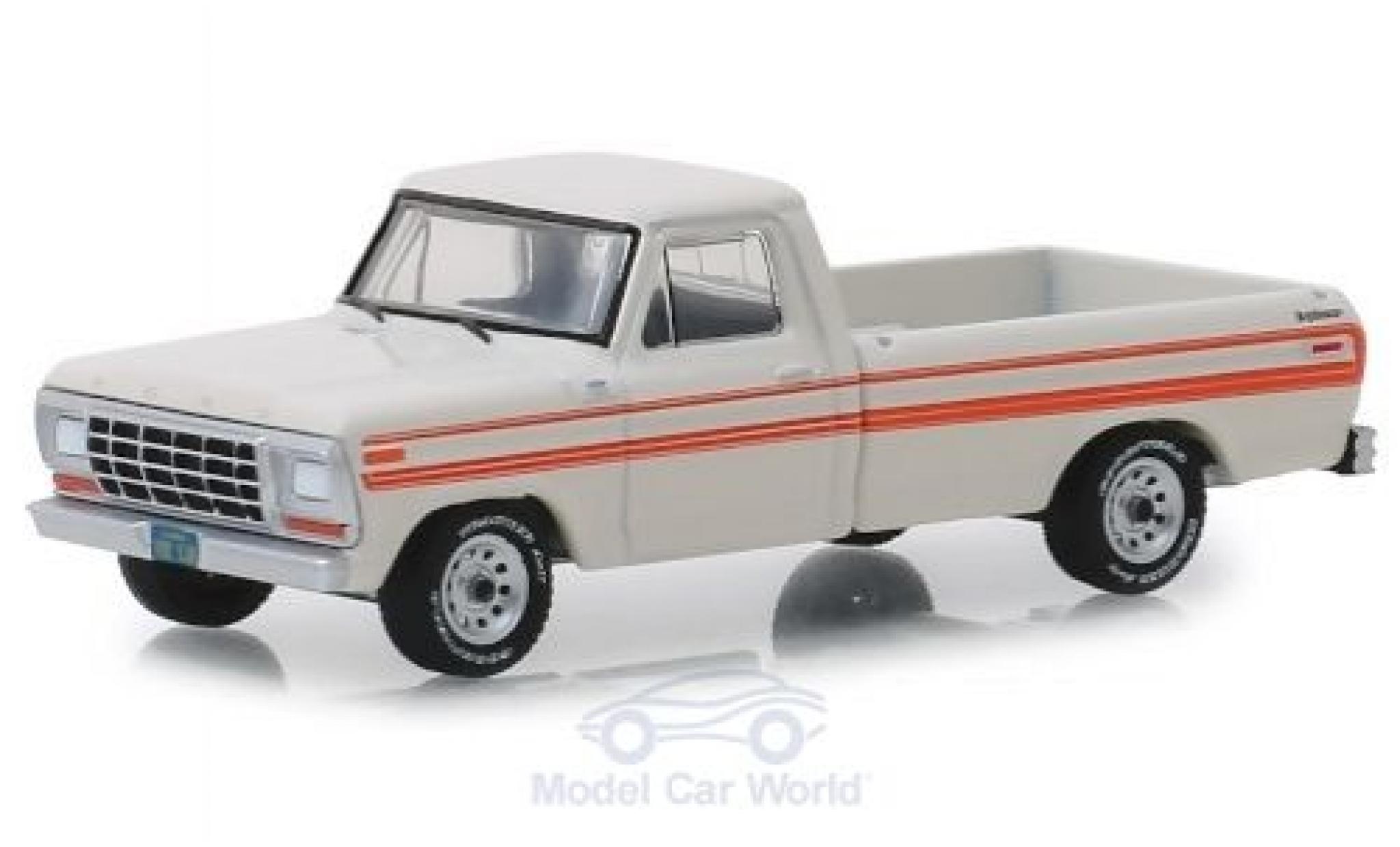 Ford F-250 1/64 Greenlight Explorer wit/oranje 1979 modelauto