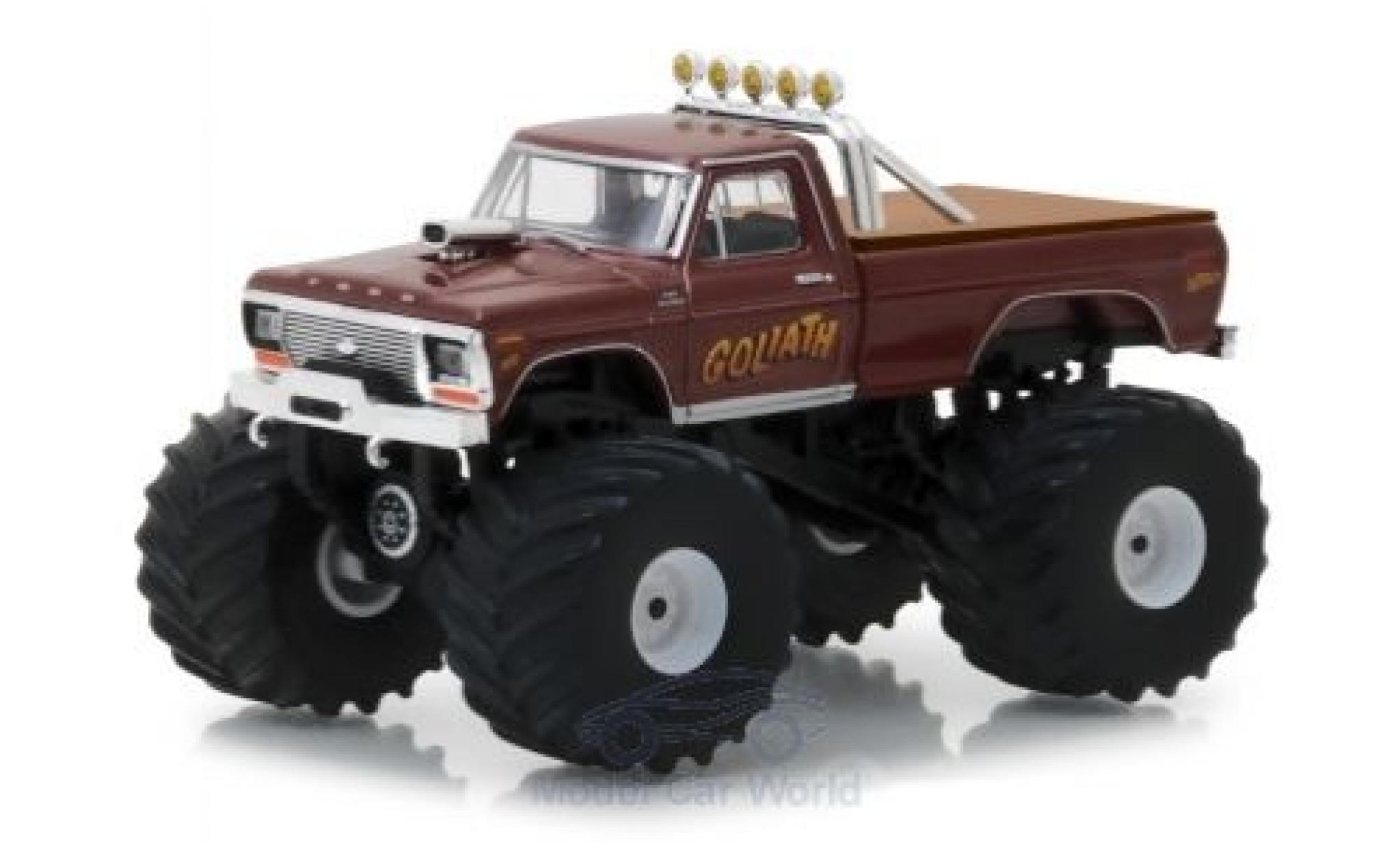 Ford F-250 1/64 Greenlight Monster Truck metallic bruin Goliath 1979 modelauto