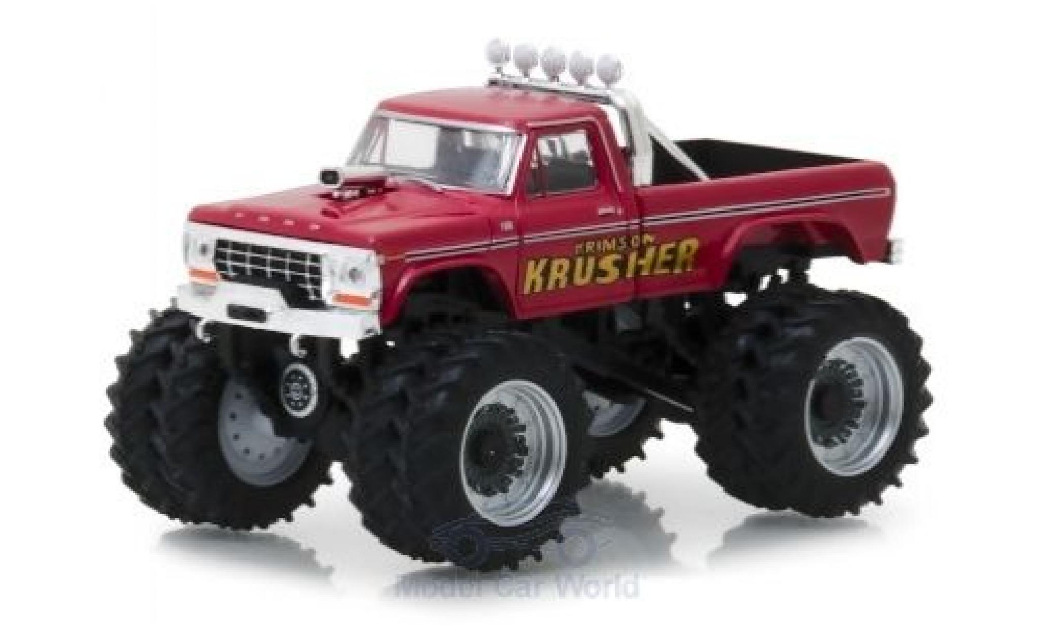 Ford F-250 1/64 Greenlight Monster Truck rood Krimson Krusher 1973 modelauto