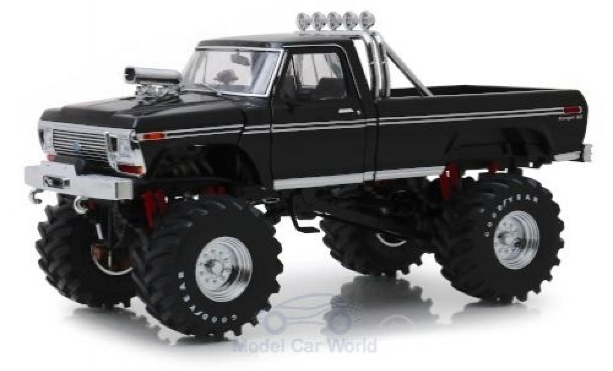 Ford F-250 1/18 Greenlight Monster Truck zwart 1979 mit 48 Zoll-Bereifung modelauto