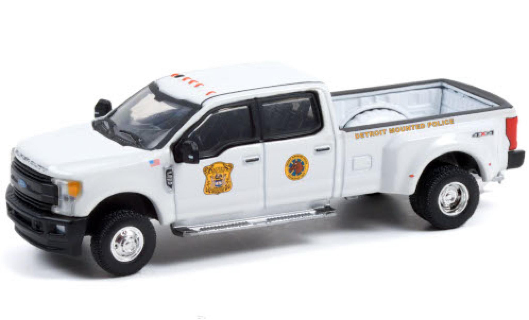 Ford F-350 1/64 Greenlight Dually Detroit Mounted Politie 2017 modelauto