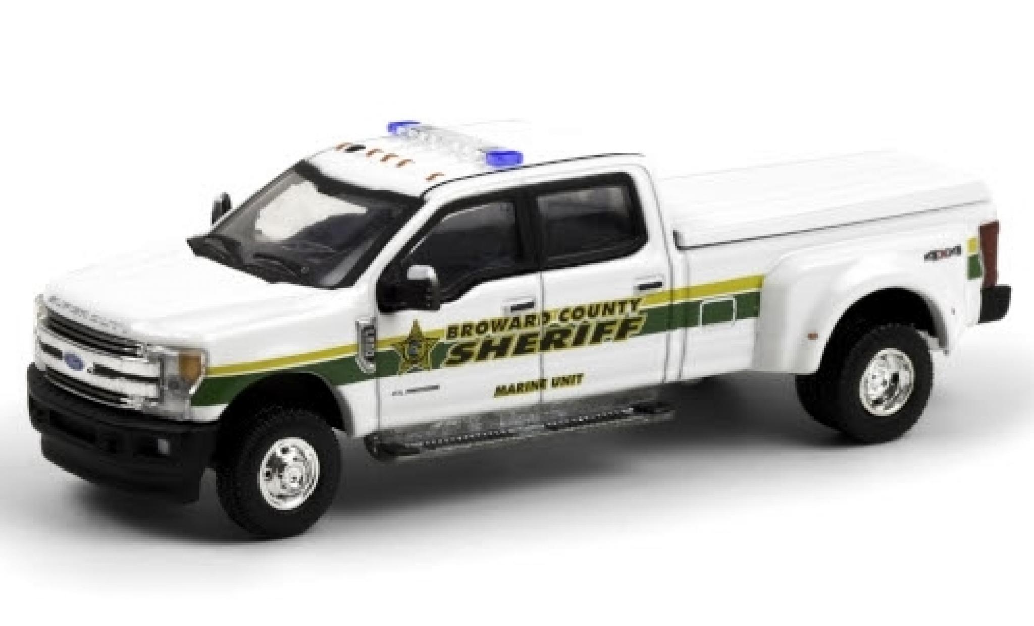 Ford F-350 1/64 Greenlight Lariat Broward County Sheriff 2018 Marine Unit modelauto