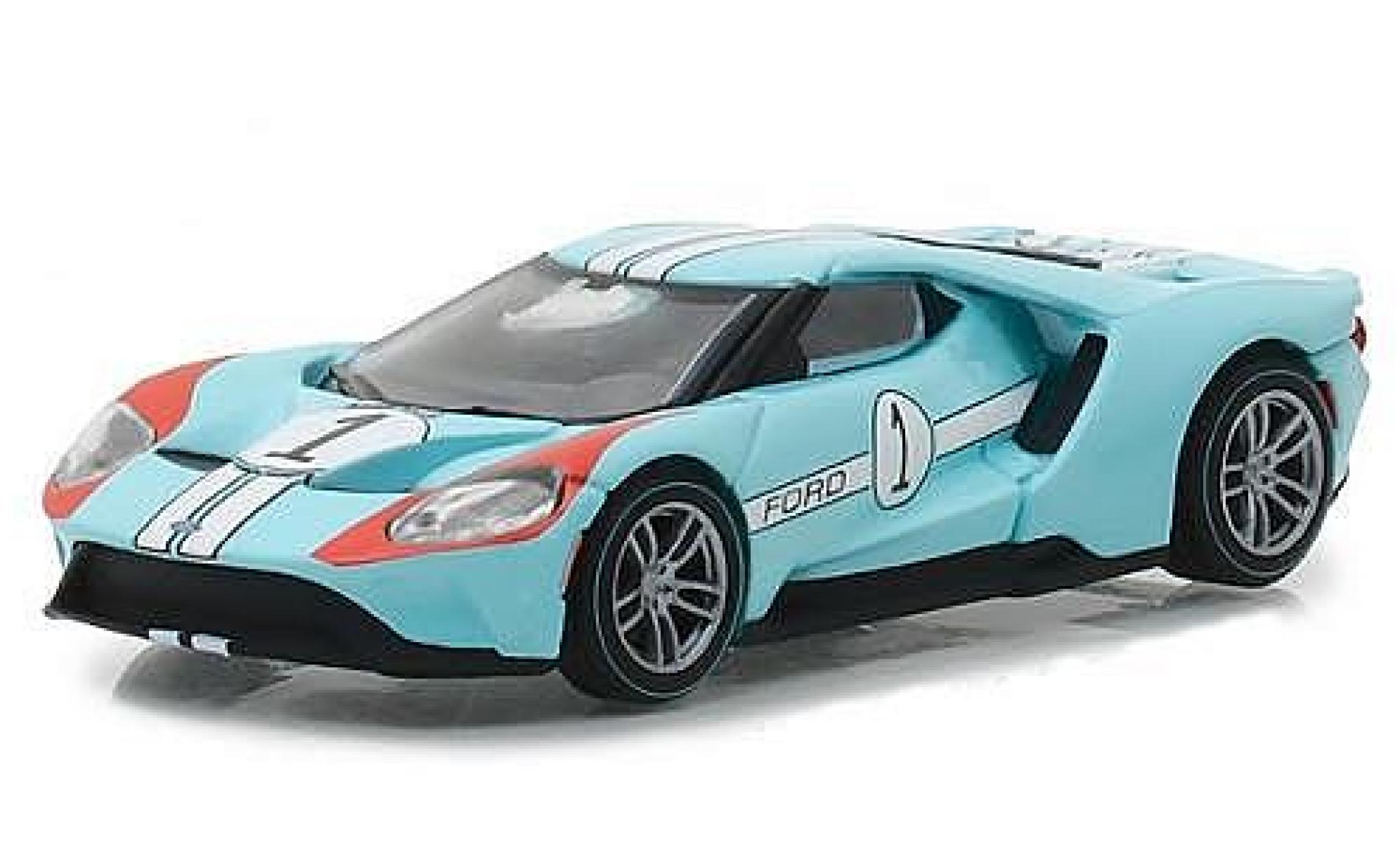 Ford GT 1/64 Greenlight blauw 2017 1966 #1 40 Mk II Tribute modelauto