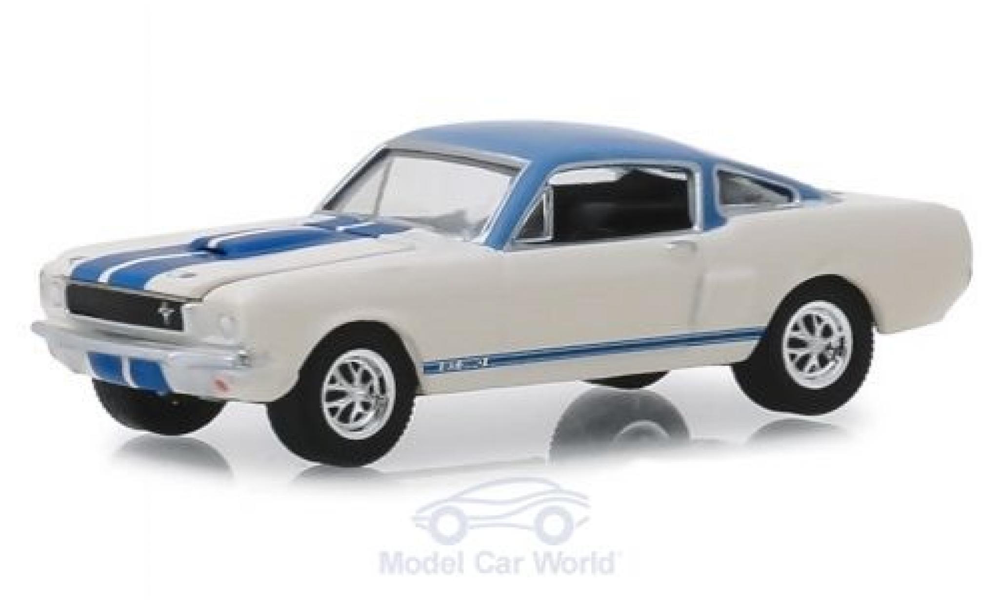 Ford Mustang GT 1/64 Greenlight Shelby GT 350 Proodotype wit/blauw 1966 modelauto