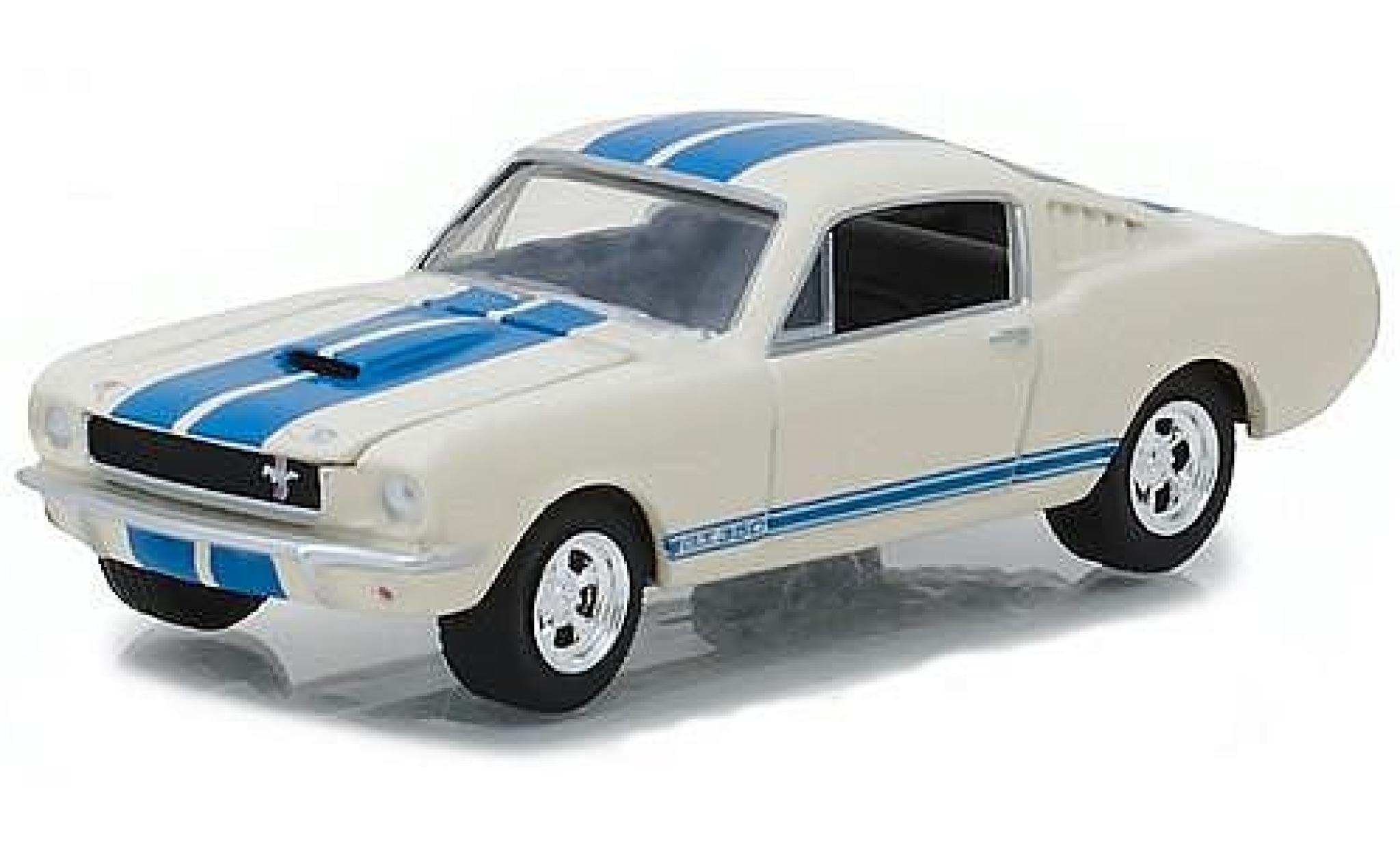 Ford Mustang 1/64 Greenlight Shelby GT350 Fastback wit/blauw 1965 modelauto