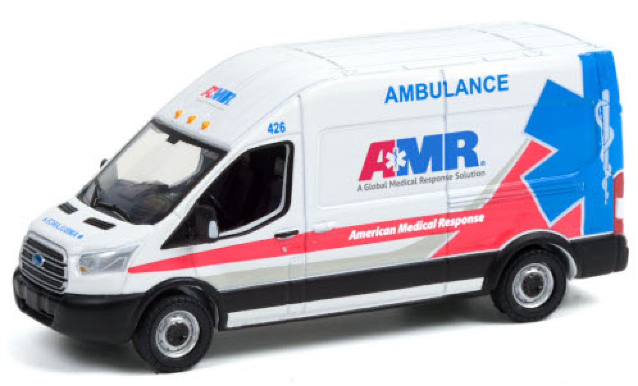 Ford Transit 1/64 Greenlight LWB HD AMR - American Medical Response 2019 modelauto