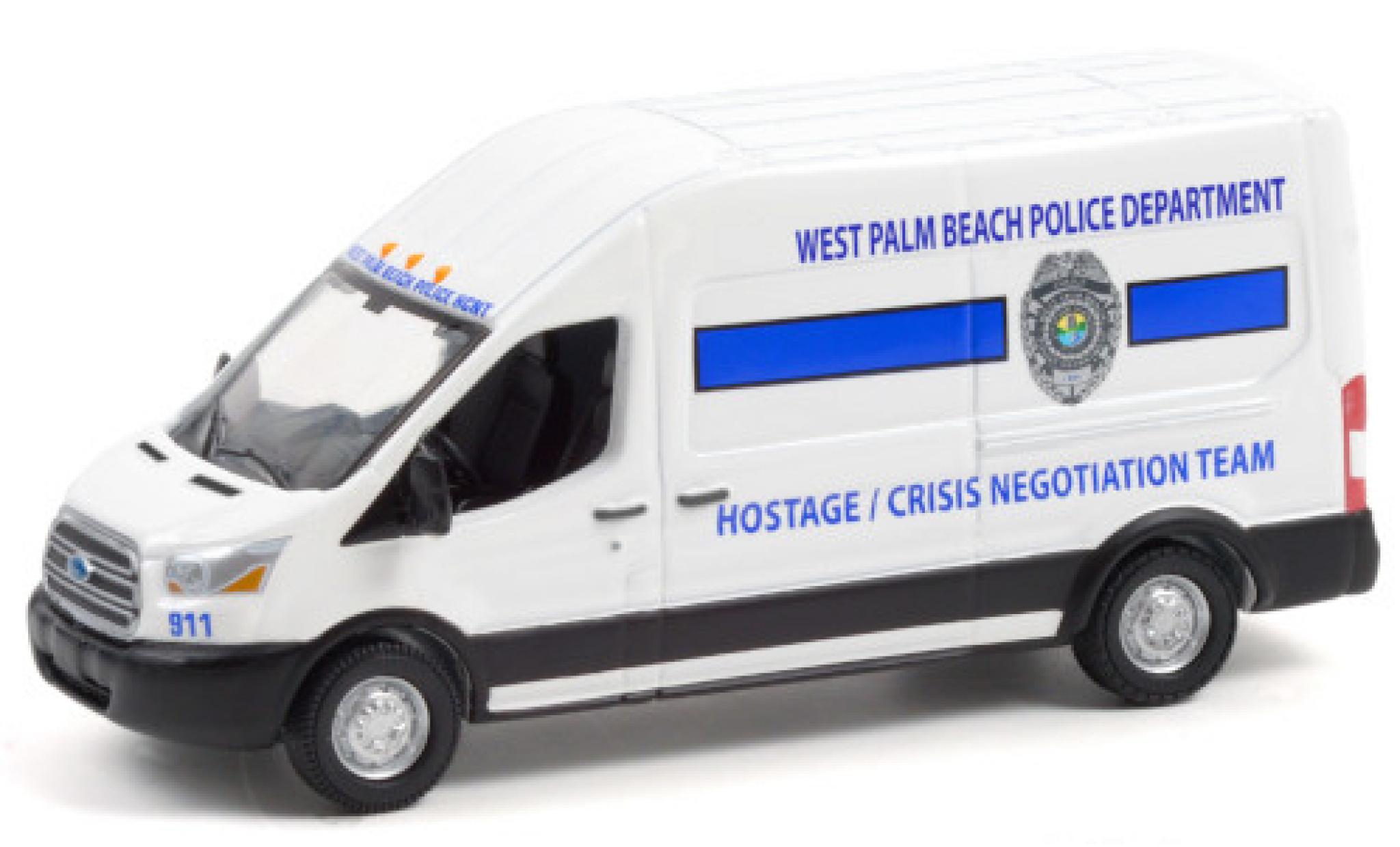 Ford Transit 1/64 Greenlight LWB High Roof West Palm Beach Politie Department 2020 Hostage / Crisis Negotiation Team modelauto