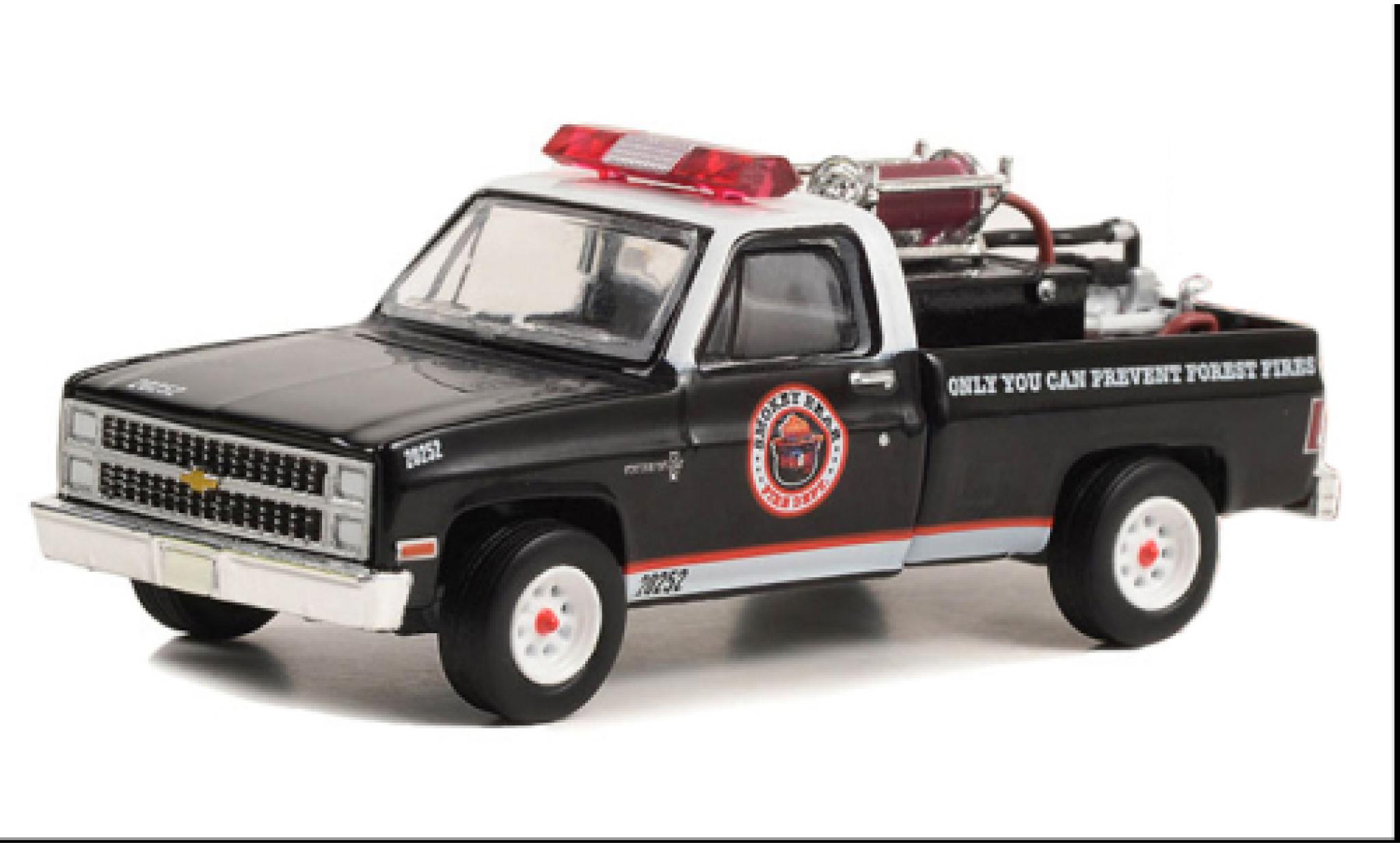 Chevrolet C-20 1/64 Greenlight Fire Truck zwart/wit Smokey Bear 1982 modelauto